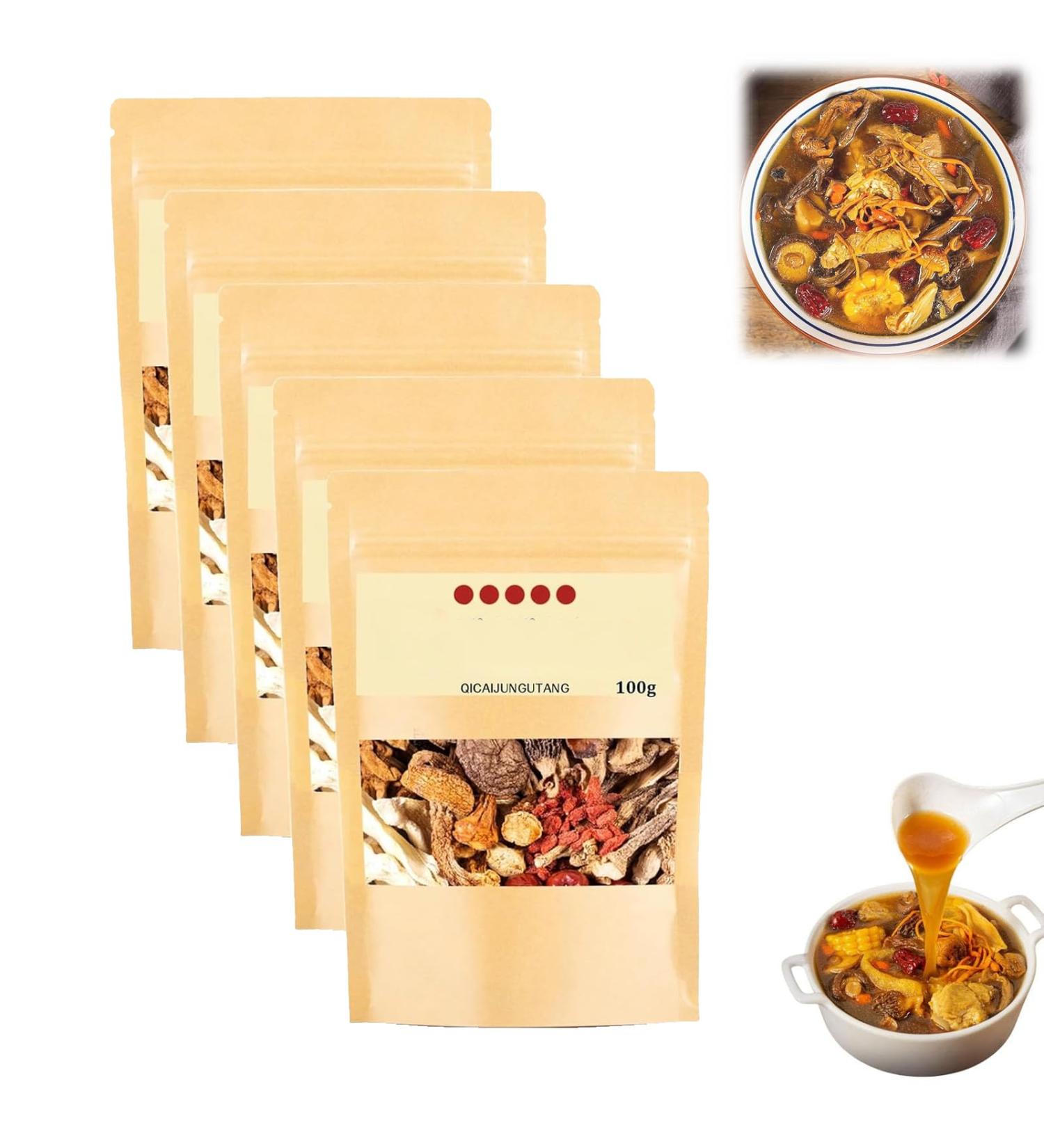 Soup Package of 11 Types of Mushrooms Dry Abalone Nutritious Mushroom And Herb Soup Set QICAIJUNGUTANG 11 Types Mushroom Soup Packets (5Pcs) - Buy Online on GoSupps.com