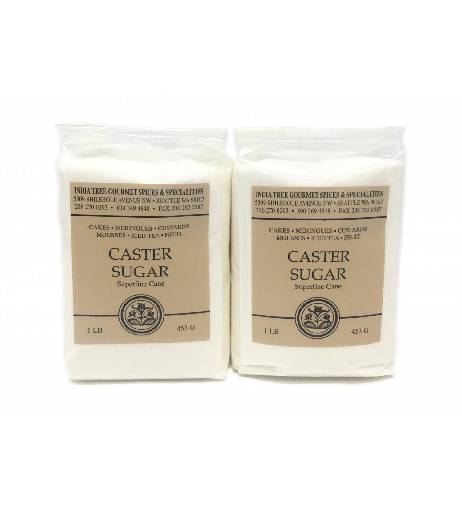 Superfine White Caster Bakers Sugar. Quick Dissolve Grains Extra Ultra Fine Ground Sugar for Baking. 2 Packs of 1 Pound Bags. 1 Pound (Pack of 2)