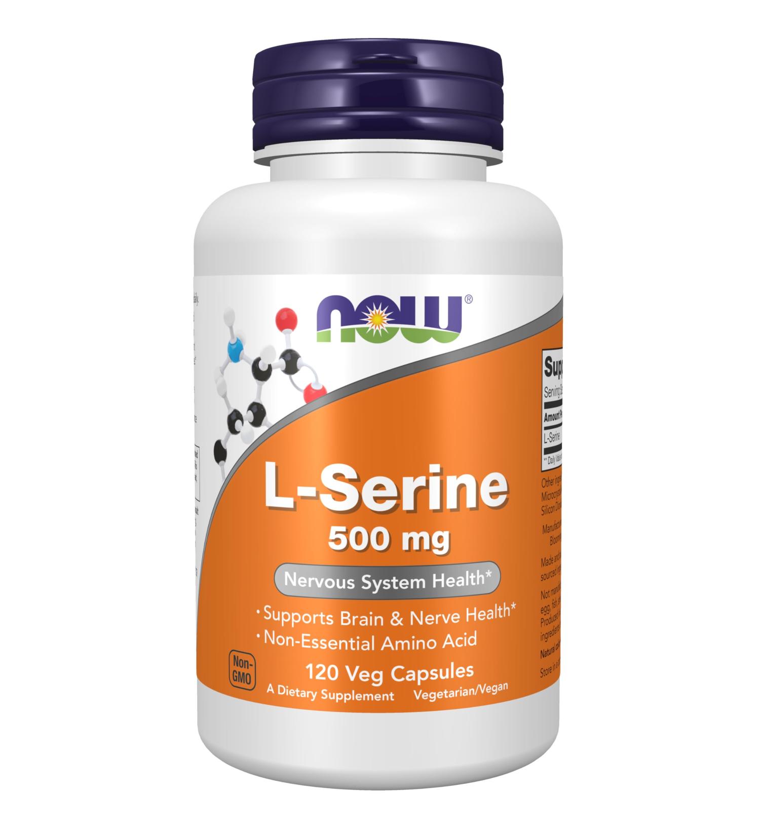 Now Supplements L-Serine 500 mg Nervous System Health* Non-Essential Amino Acid 120 Veg Capsules - Buy Online on GoSupps.com