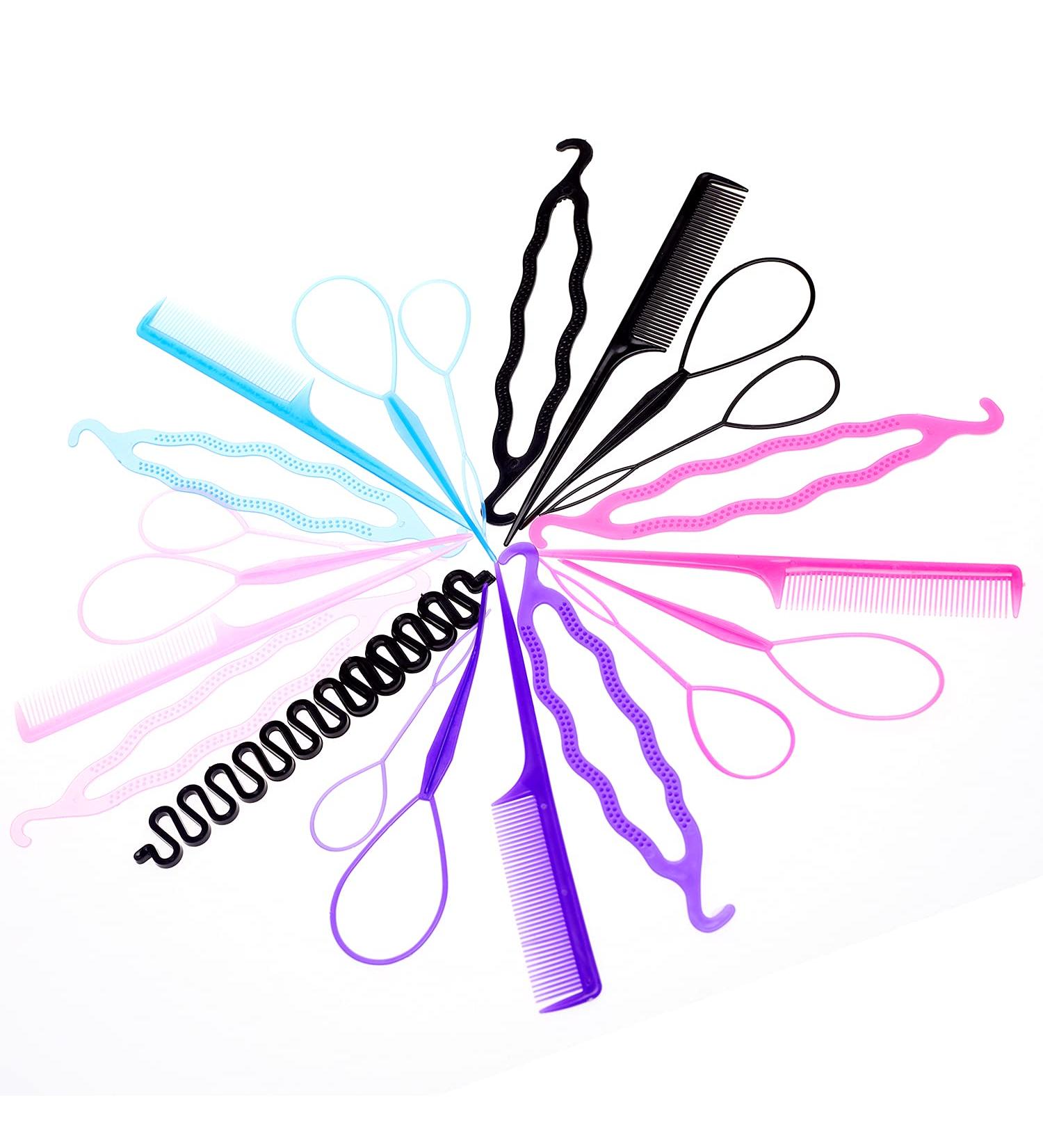 Topsy Hair Styling Tool Kit with Bun Maker, Combs, Braiding Tools - Ponytail Design & French Twist Styling - Buy Online on GoSupps.com
