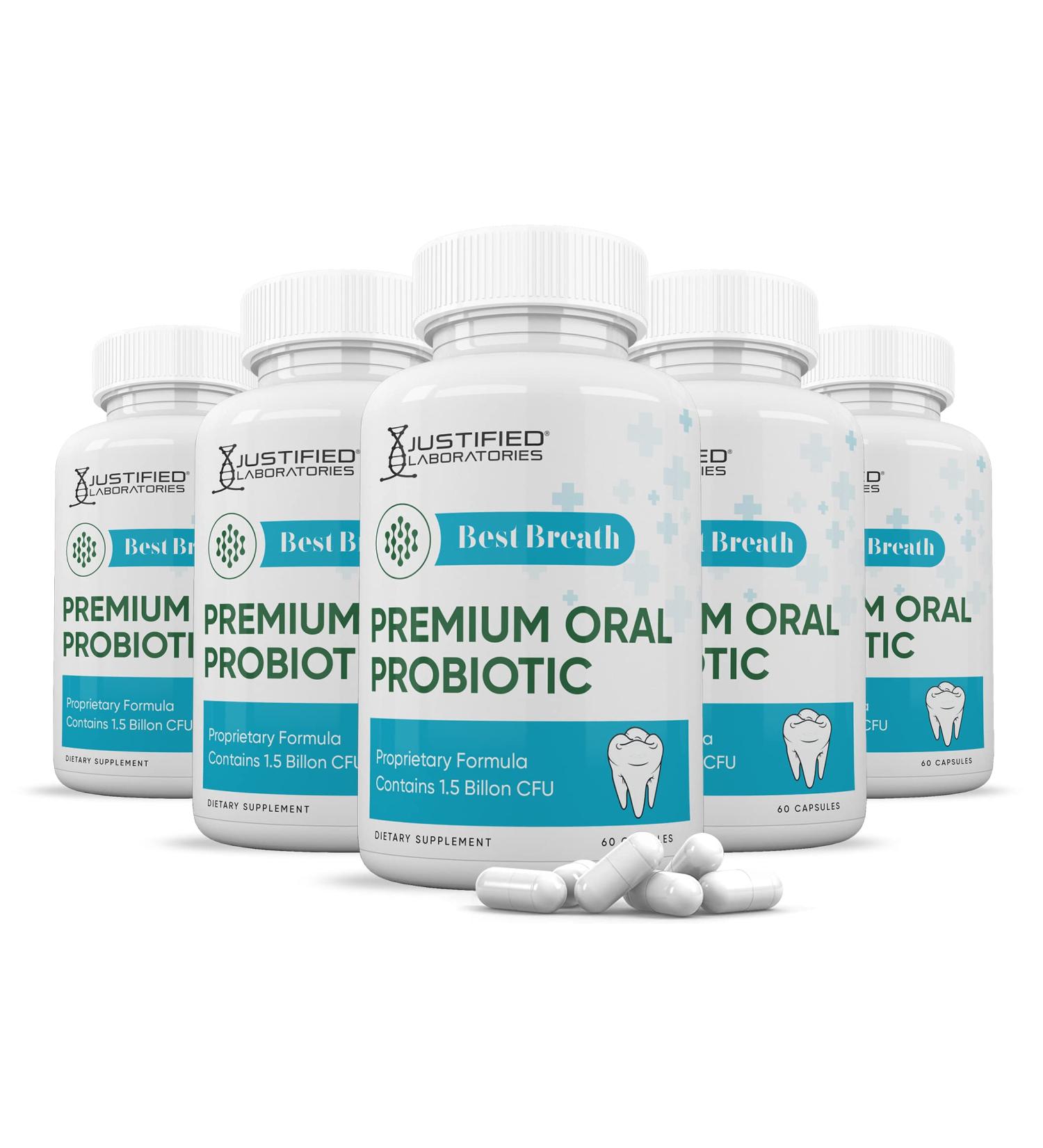 Justified Laboratories (5 Pack) Best Breath 1.5 Billion CFU Probiotic Oral Support 300 Capsules - Buy Online on GoSupps.com