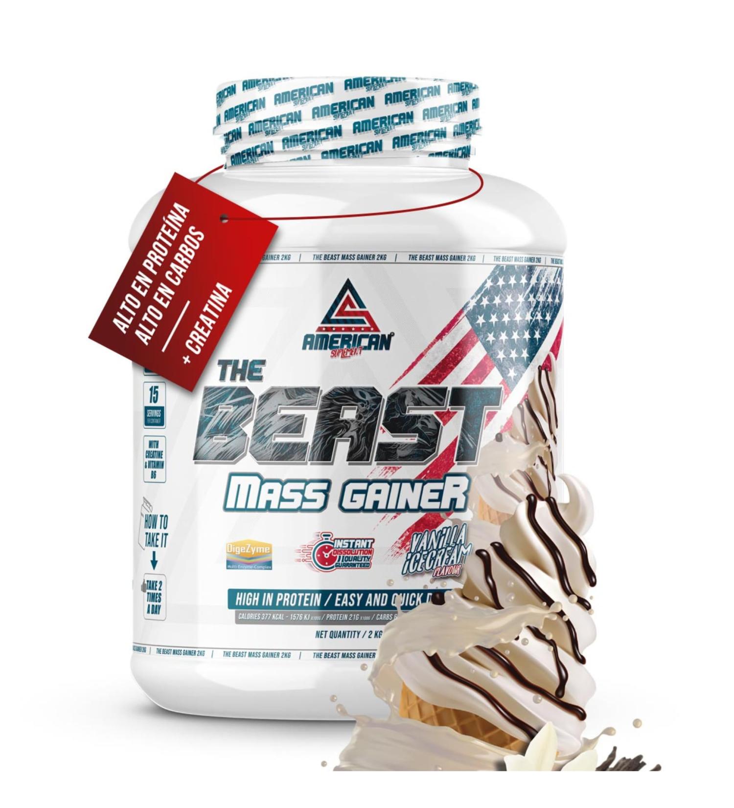 AS AMERICAN SUPPLEMENT Mass Gainer rich in carbohydrates and proteins helps with weight gain increases muscle mass contains creatine monohydrate 2 kg 1 package vanilla Vanilla 2 kg Paquete de 1 - Buy Online on GoSupps.com