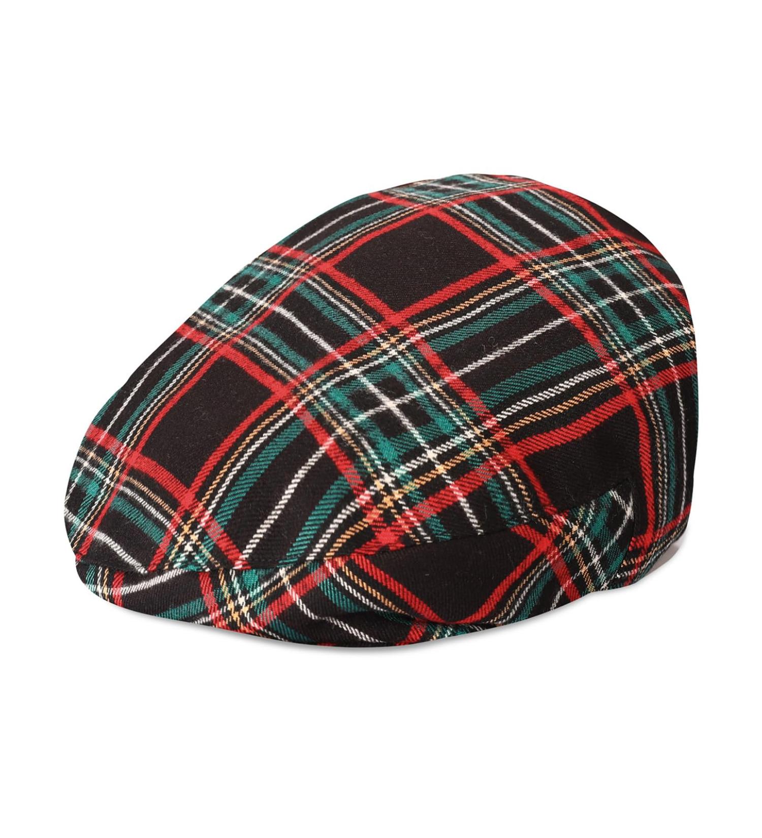 Mint Green Baby Flat Cap | Vintage Drivers Hat | Breathable & Soft | Age 0-8 Years | 3-6 Months | Black Plaid - Buy Online on GoSupps.com