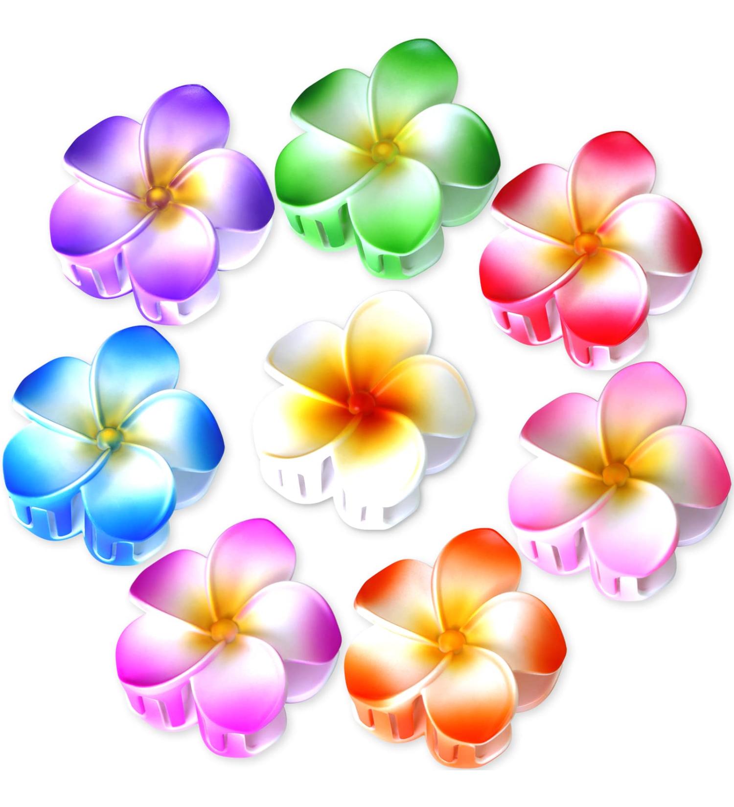 8pcs Flower Claw Clip Set - Cute Hawaiian Hair Clips for Women and Girls - Strong Hold Nonslip Design - Perfect Gift Idea - Buy Online on GoSupps.com