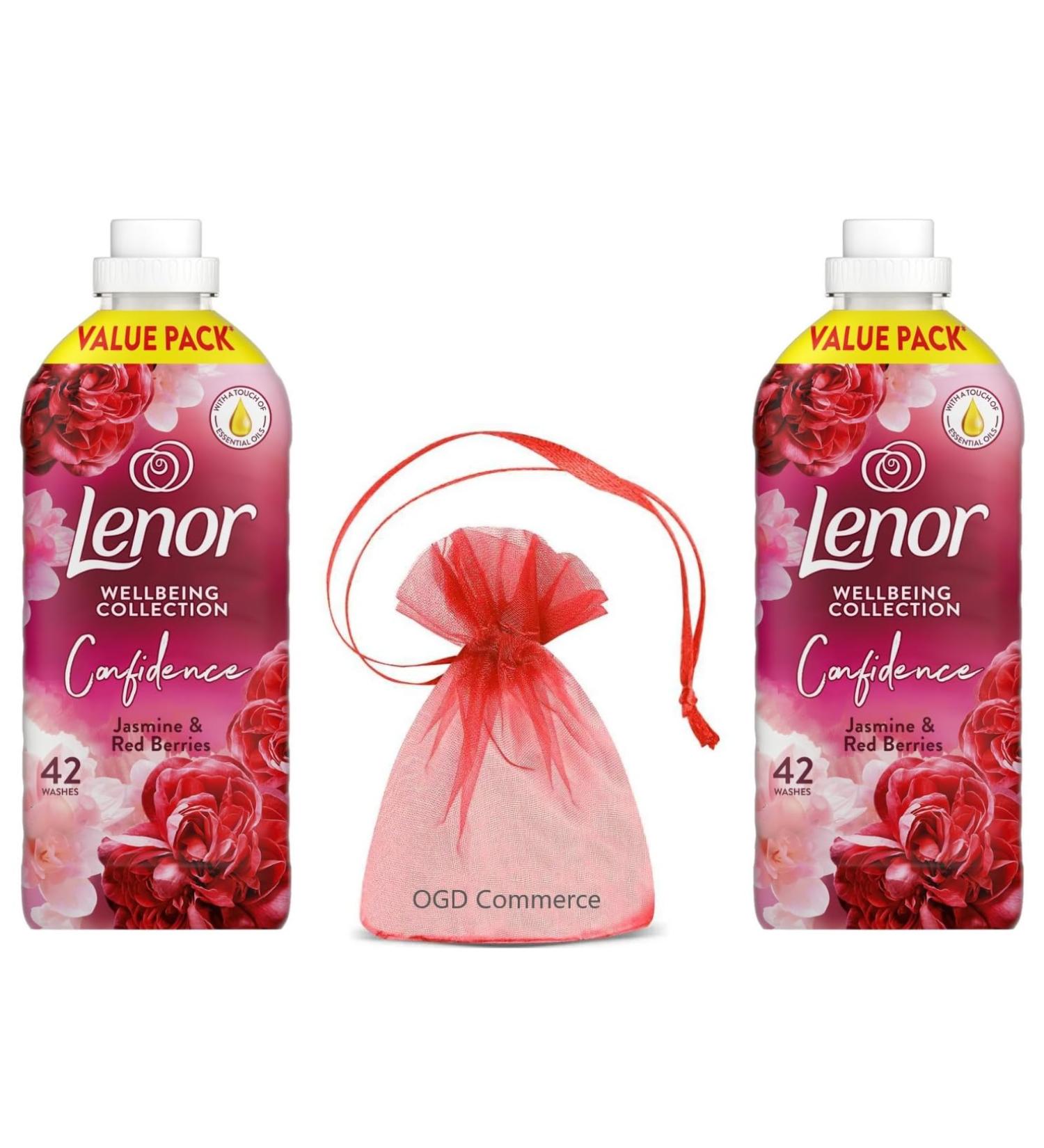 Lenor Fabric Conditioner 42 Washes 1.386L Wellbeing Collection Jasmine & Red Berries Scent Pack of 2 + for You: Organza Small Bag - Buy Online on GoSupps.com