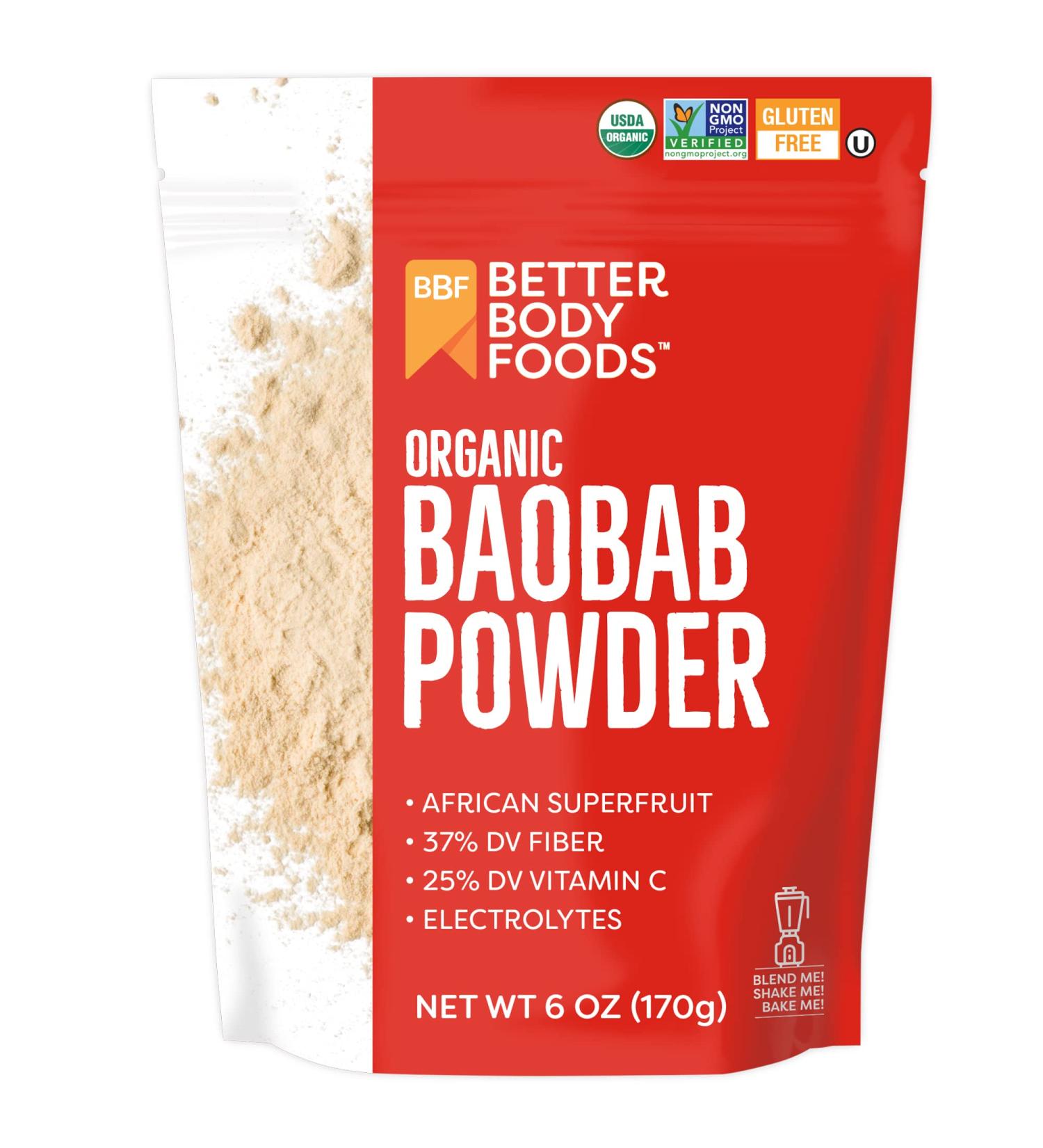 Organic Baobab Powder with Electrolytes, Iron, and Vitamin C - 6 oz - Buy Online on GoSupps.com