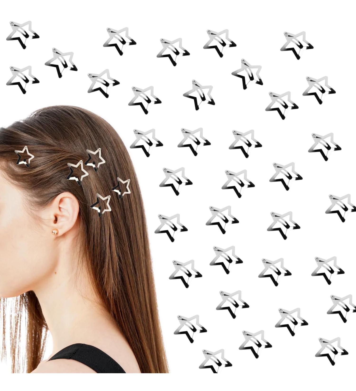 25 Pieces Star Hair Clips 2000s Y2K Accessories Silver Hair Barrettes Non-Slip Star Snap Hair Pins for Girls Women - Buy Online on GoSupps.com