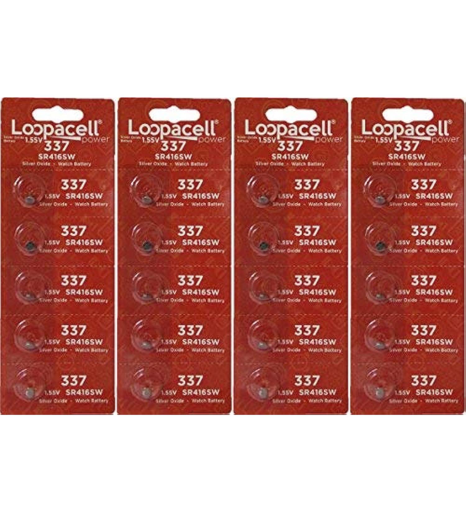 337 (SR416SW) 1.55V Silver Oxide Watch Battery (20 Batteries)
