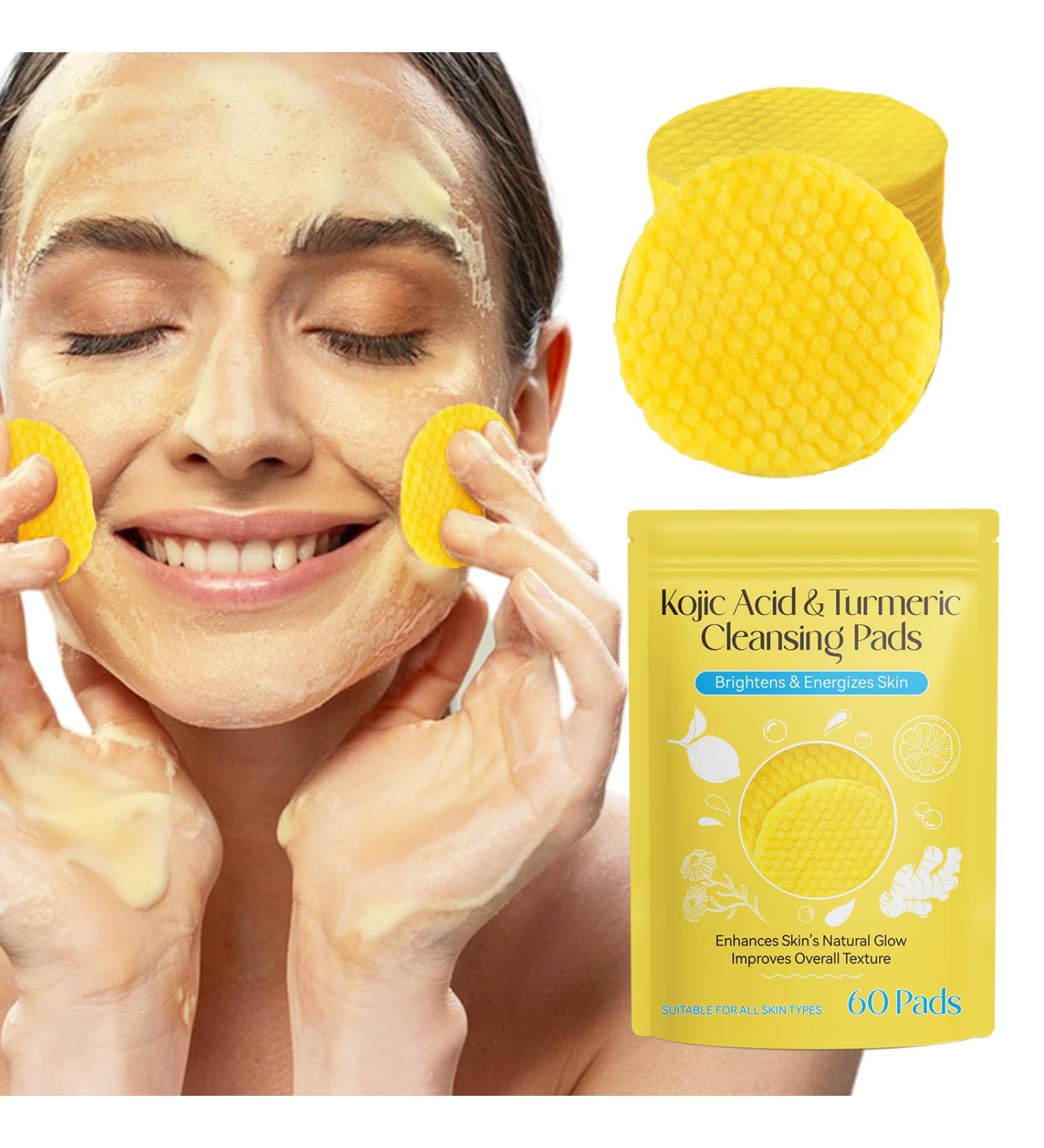 60PCS Turmeric Cleansing Pads with Vitamin B5 & C | Exfoliating Foaming Pads for Glowing Skin | Turmeric Lemon Chamomile Face Treatment - Buy Online on GoSupps.com