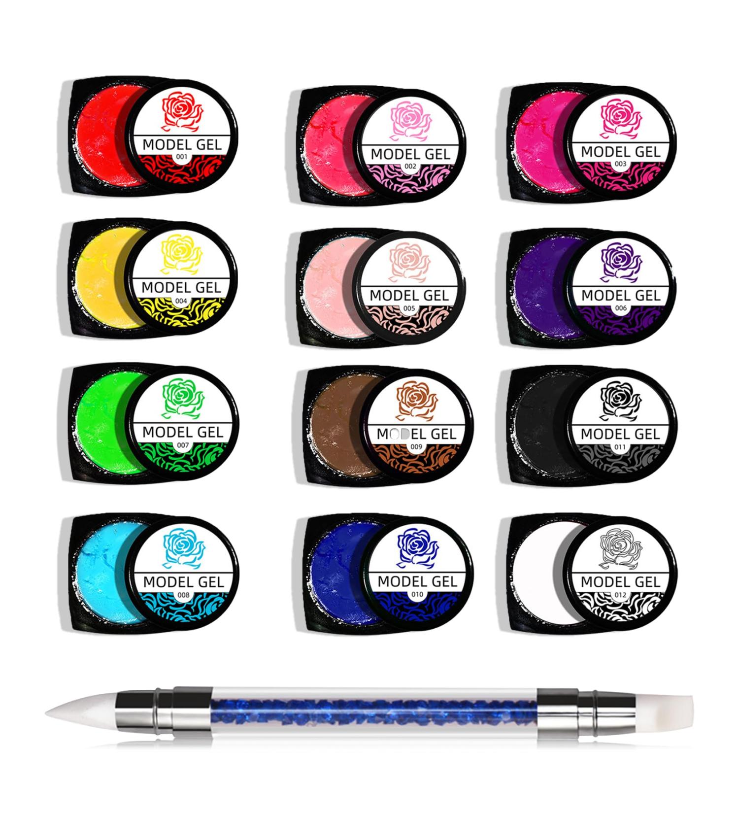 12 Colors Nail Sculpture Gel - Builder Gel & Blooming Gel for Stunning 3D Nail Art | DIY Nail Gel Kit - Buy Online on GoSupps.com