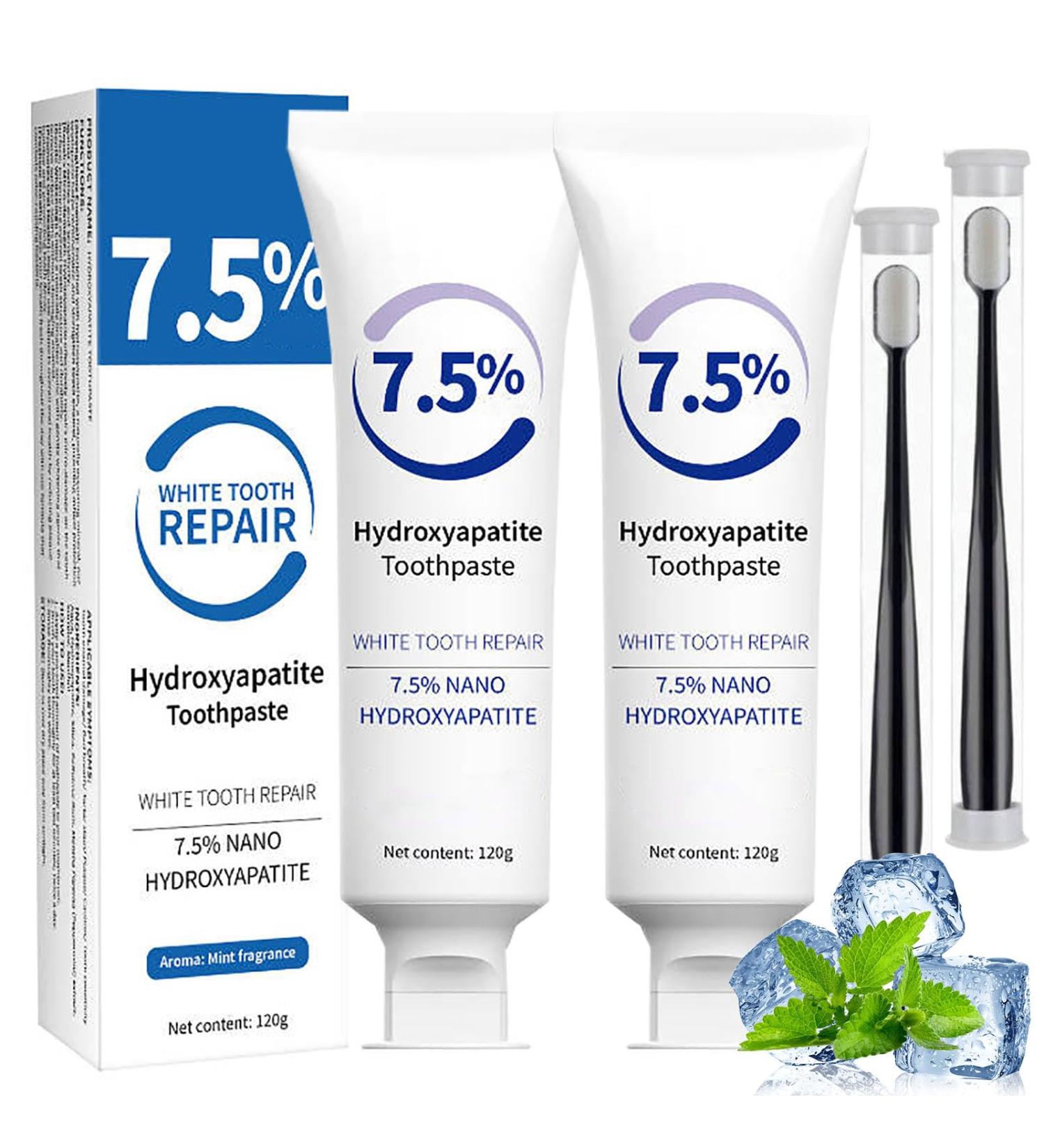 7.5% Hydroxyapatite Toothpaste Fluoride-Free Hydroxyapatite Toothpaste Whitening 7.5 7.5% Nano Hydroxyapatite ToothpasteWhite Tooth Repair Tooth Strengthening Gentle Mint Fresh Breath (2pcs) - Buy Online on GoSupps.com