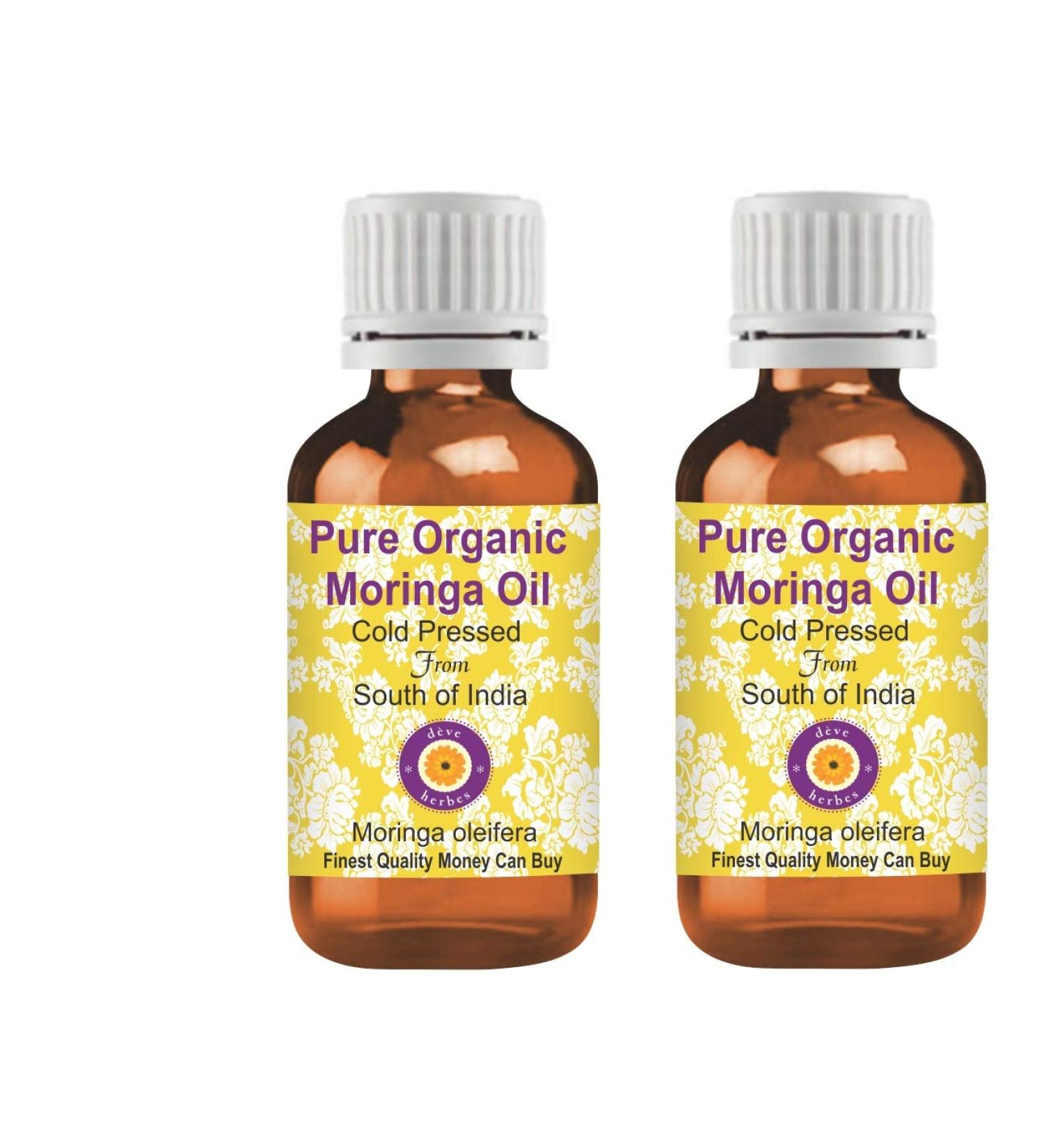 Deve Herbes Pure Organic Moringa Oil Moringa oleifera 100 Natural Therapeutic Grade Cold Pressed Pack of Two 2 x 100 ml - Buy Online on GoSupps.com