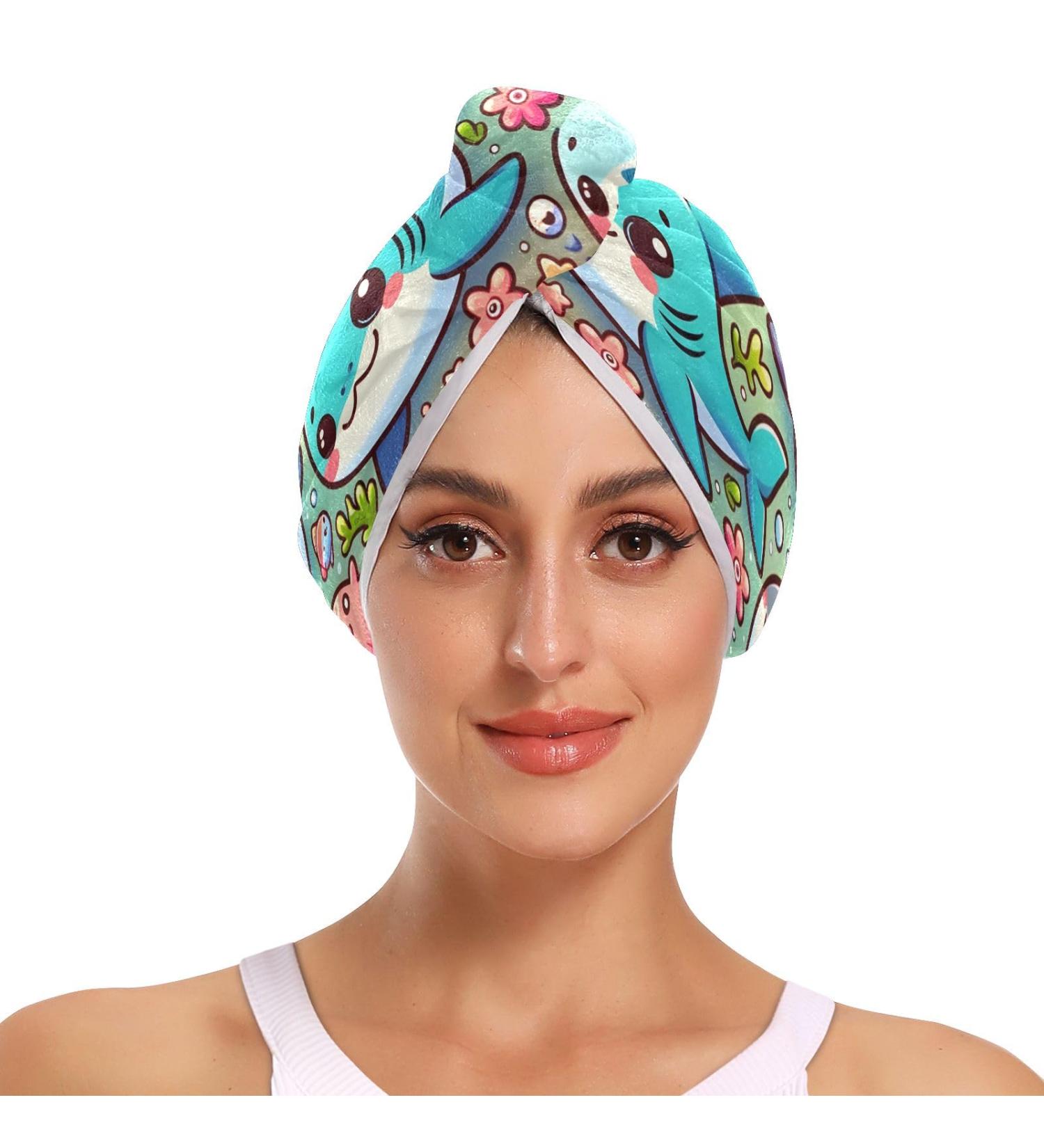 Lovely Whales Hair Towel 2 Pack - Super Absorbent Quick Dry Hair Turbans for Women & Girls - Buy Online on GoSupps.com