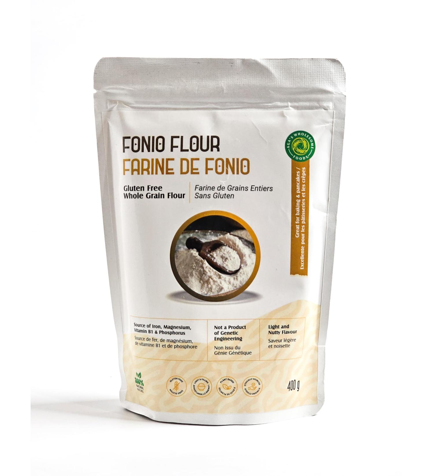 Aga's Wholesome Fonio Gluten free Flour 400g Made from Ancient African Grain Fonio Vegan Protein High Fiber Superfood Non GMO Keto Paleo Gluten Free Alternative to Wheat & Oat Flour - Buy Online on GoSupps.com