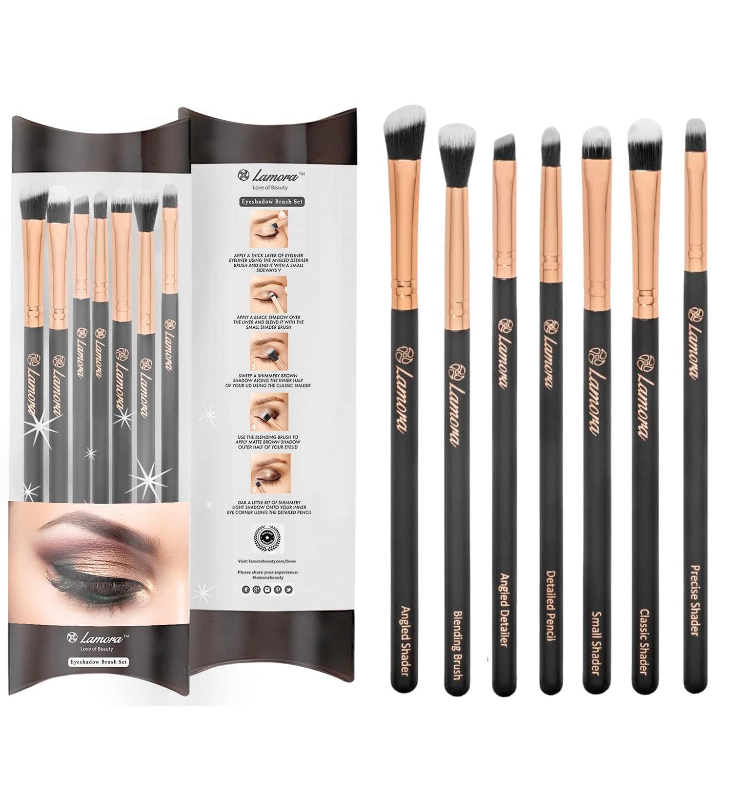 7-Piece Vegan Eye Brushes Set - Eyeshadow, Eyeliner, Blending, Crease Kit - Rose Gold Makeup Essentials for Longer-Lasting, Better Application - Buy Online on GoSupps.com