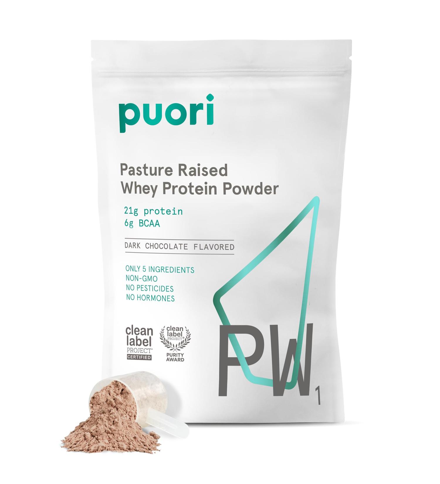 Puori Whey Protein Powder Dark Chocolate - PW1 Pasture-Raised Grass-Fed Whey Protein Powder Drink Mix containing BCAA Amino Acids - Post-Workout Supplement for Muscle Gain & Recovery - 30 Servings Dark Chocolate (Pack of 1) - Buy Online on GoSupps.com