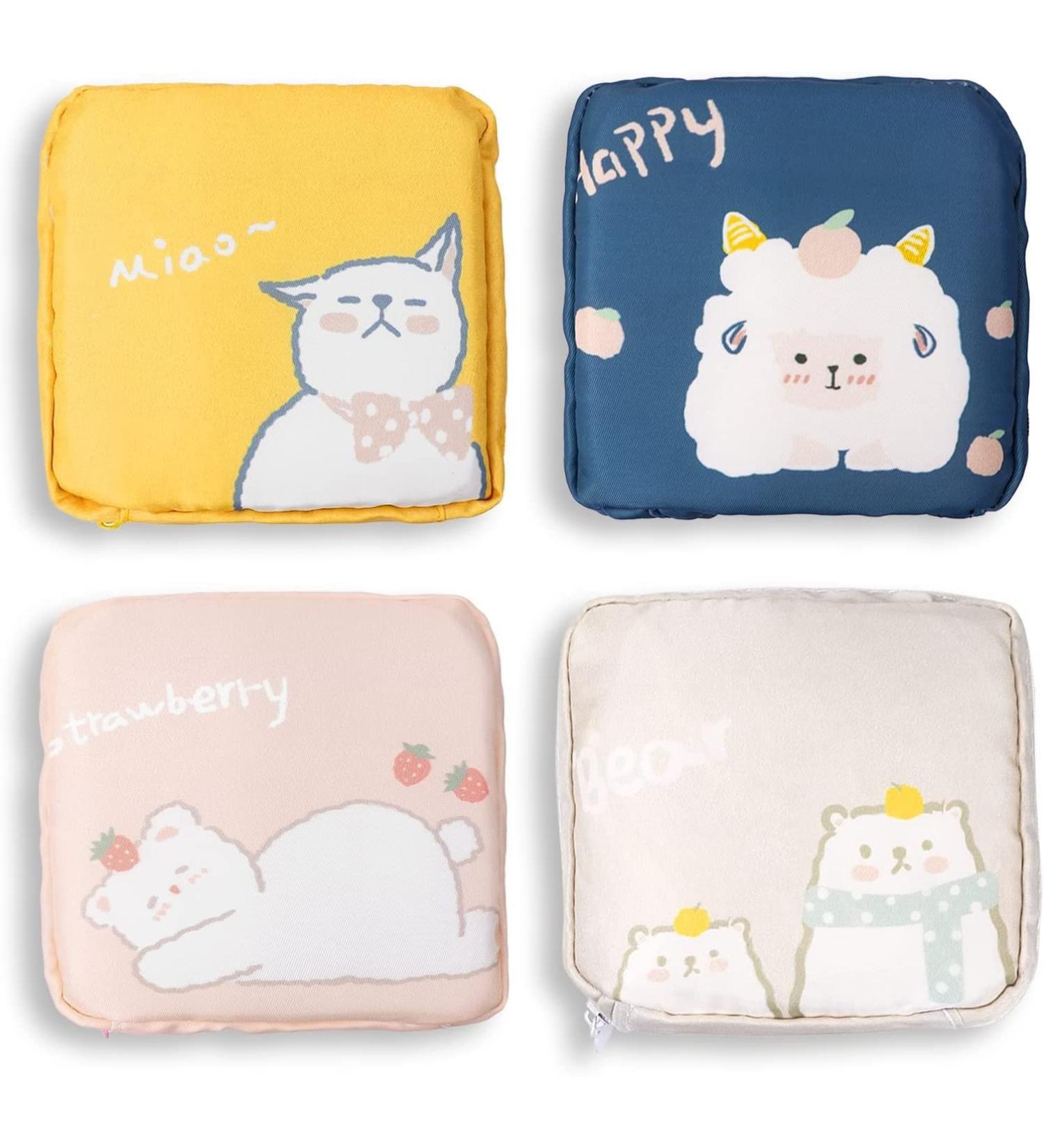 HomeSoGood 4Pcs Women Mini Sanitary Napkin Storage Bag Set - Compact Organizer for Sanitary Pads, Cosmetics, Coins, Cards, and Lipsticks (4.9 inch) - Buy Online on GoSupps.com