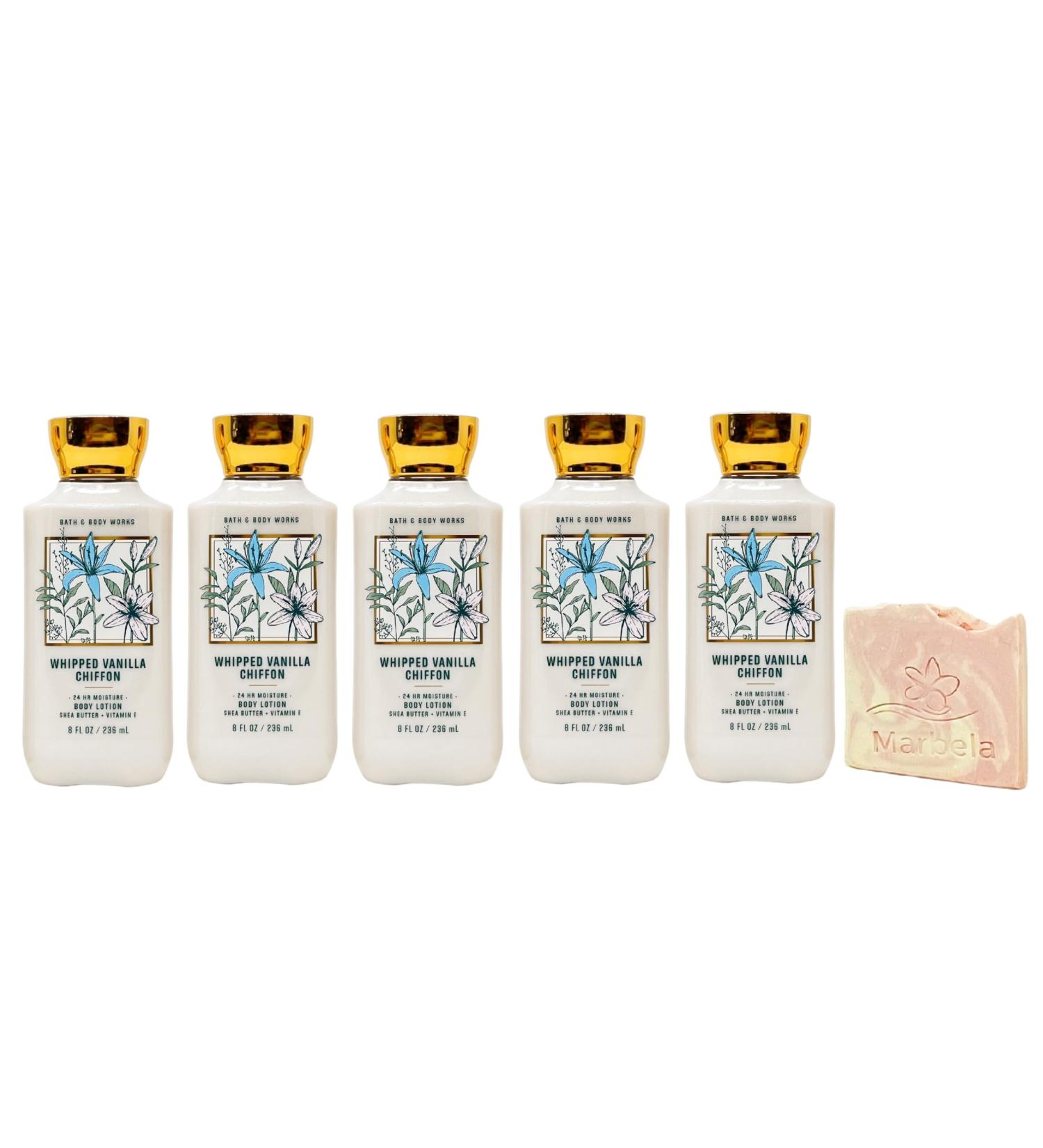 Bath & Body Works Whipped Vanilla Chiffon 5 Pack Body Lotion with a Himalayan Salts Springs Sample Soap - Buy Online on GoSupps.com