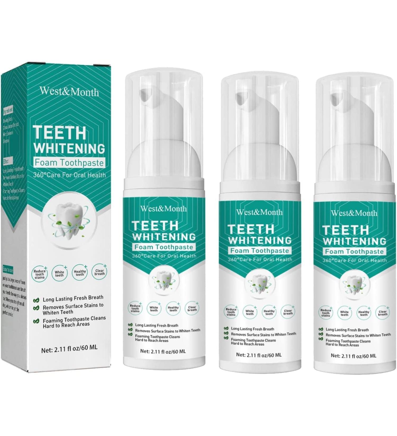 Teethaid Mouthwash & Whitening Foam Toothpaste - Natural Peppermint Dental Cleaning - 60ml (3 Pack) - International Shipping Available - Buy Online on GoSupps.com