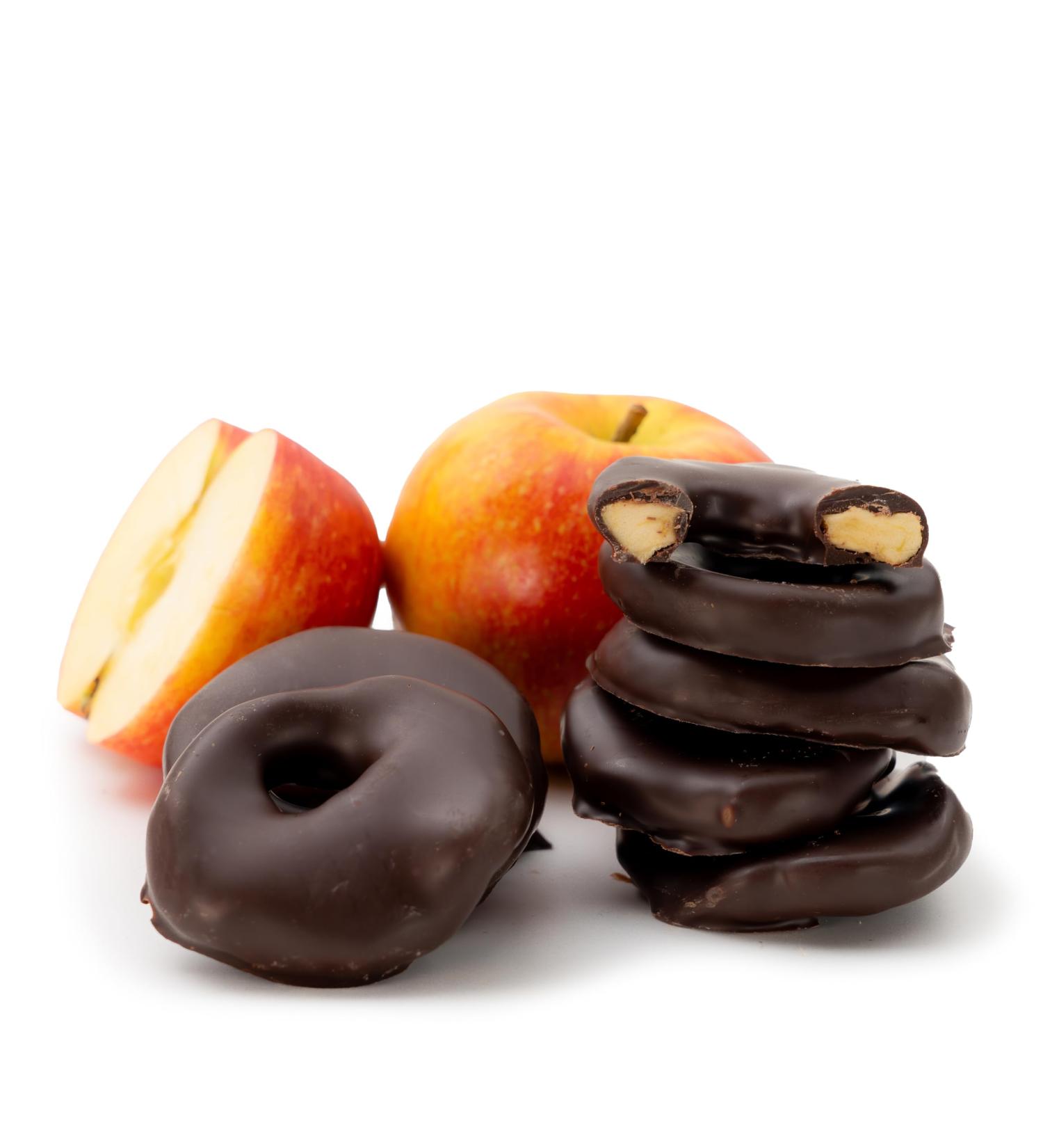 Apple rings in fine dark chocolate 500 g | chocolate-covered fruits | fine dark chocolate | chocolate apples