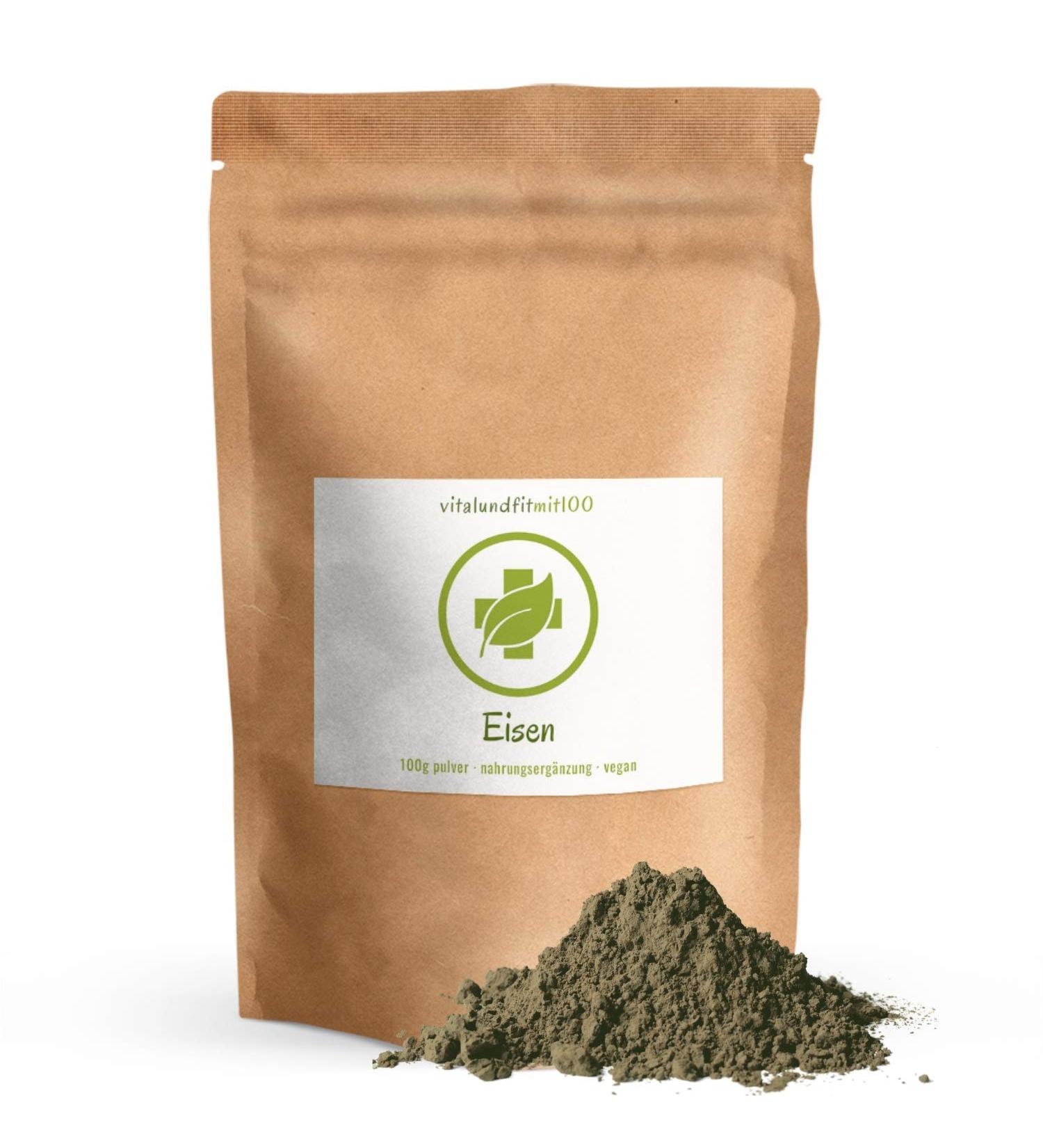 Iron Powder 100g - Iron Bis Glycinate - Vegan & Pure Gluten-Free Lactose-Free - Tested Quality Blood Mineral Supplement - Buy Online on GoSupps.com