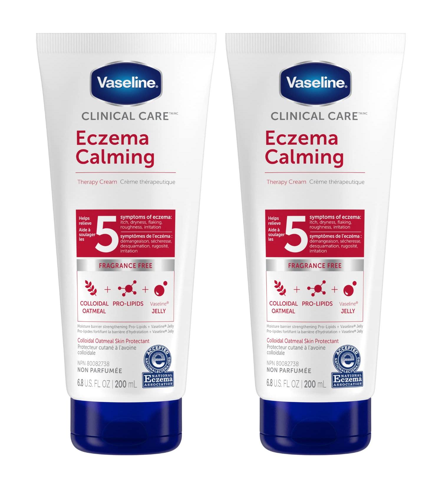 Vaseline Eczema Calming Hand & Body Cream Lotion for Dry Skin - Unscented Clinical Care with Colloidal Oatmeal - 6.8 oz (Pack of 2) - Buy Online on GoSupps.com
