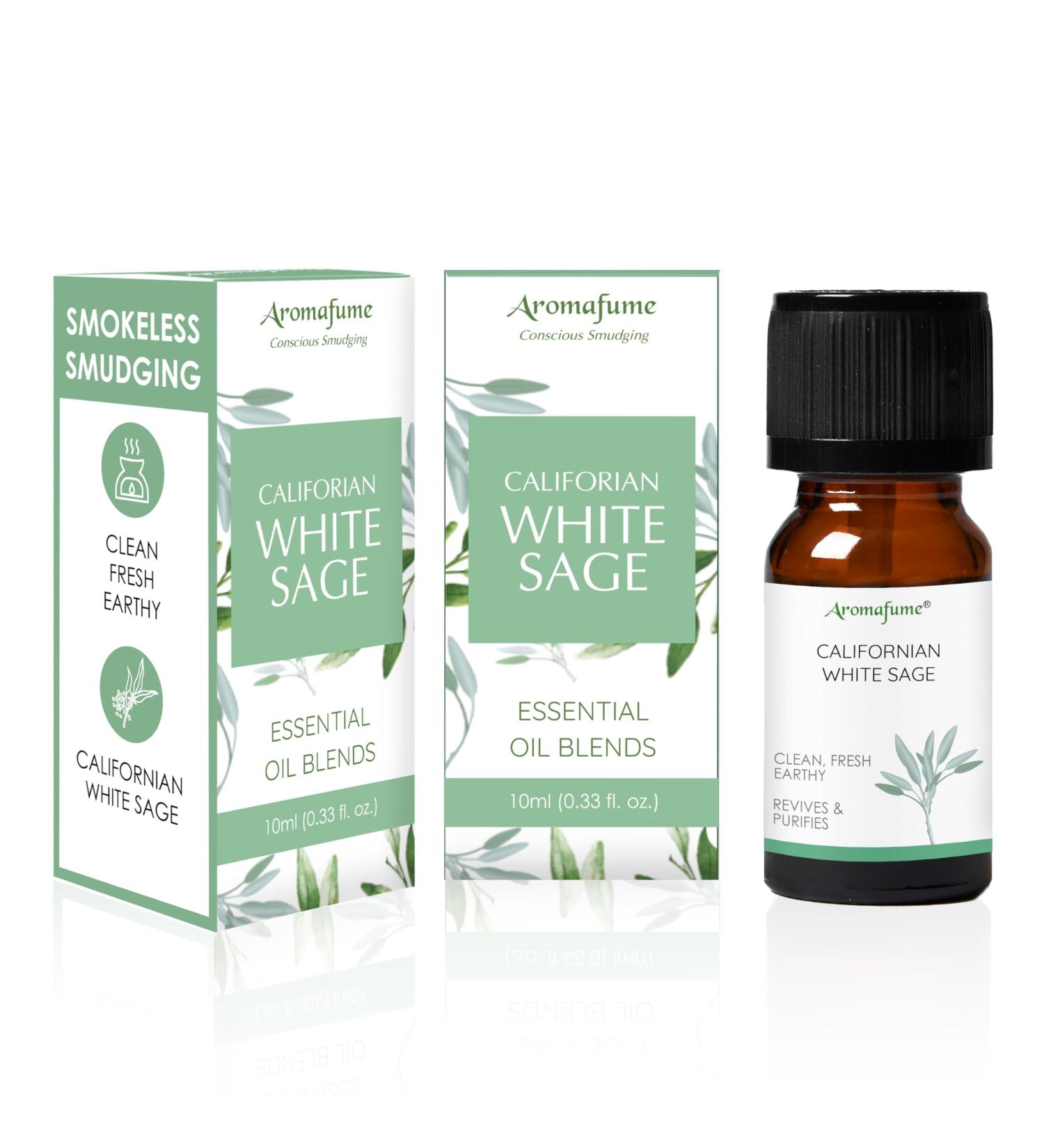 Californian White Sage Essential Oil Diffuser Blend by Aromafume | 3x10ml/0.33 fl oz | Aromatherapy Oil for Cleansing Negative Energy & Protection | Ethically sourced | Sage Oil for Smokeless Smudging - Buy Online on GoSupps.com