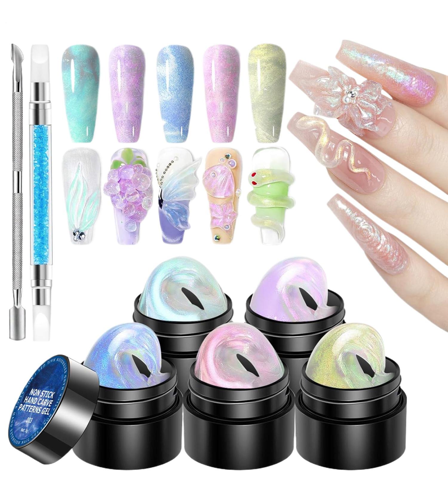  G n rique 3D Carving Gel Nail Carving Gel | Solid Builder 5 Colors 3D Nail Design - Nonstick Manicure Set with Carving Pen for Moulding Construction Painted - Buy Online on GoSupps.com