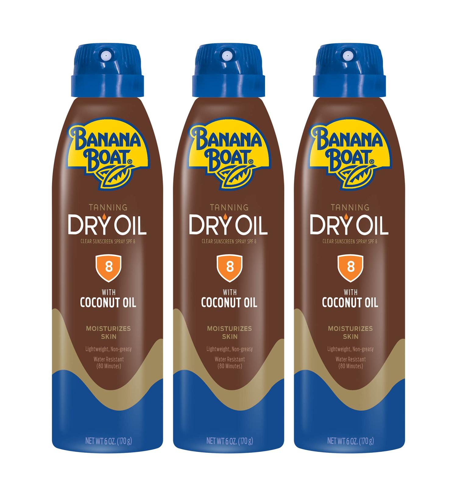 Banana Boat Ultra Mist Dry Oil SPF 8 Sunscreen Spray 6oz - Pack of 3 | Reef Friendly - Buy Online on GoSupps.com