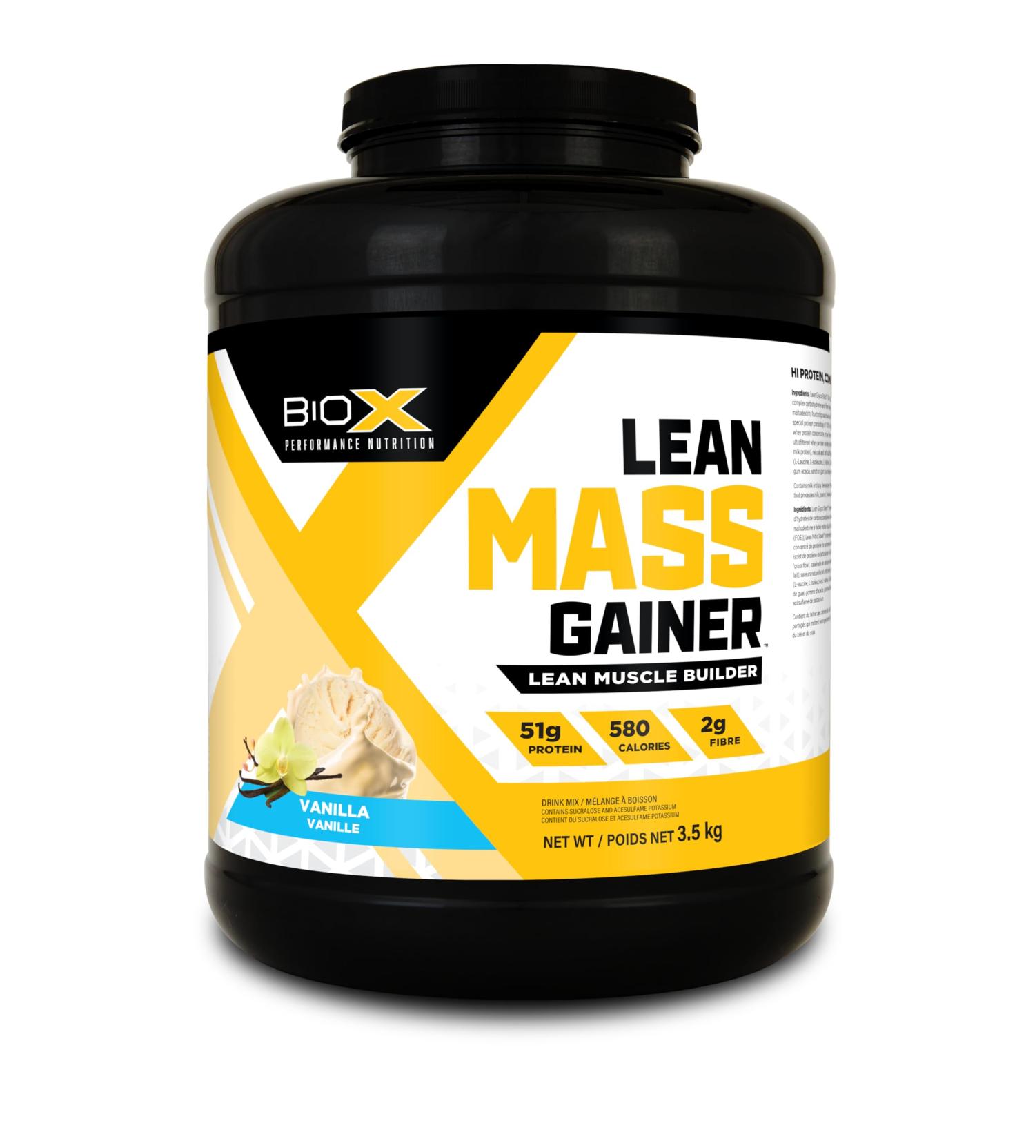 BioX Lean Mass Gainer | Low Lactose Sustained-Release Protein Matrix Gainer with No Added Sugar | 590 Calories 50G Protein 5G Fibre | 23+ Servings 3.50KG (Vanilla) - Buy Online on GoSupps.com