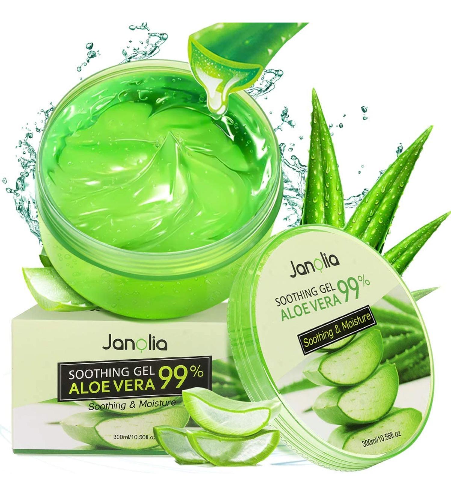 Janolia Aloe Vera Gel 300ml | Soothing Moisturizer for Face & Body | Natural Sunburn Relief & Self-Tanner | Pure Aloe Vera Extract - Buy Online on GoSupps.com