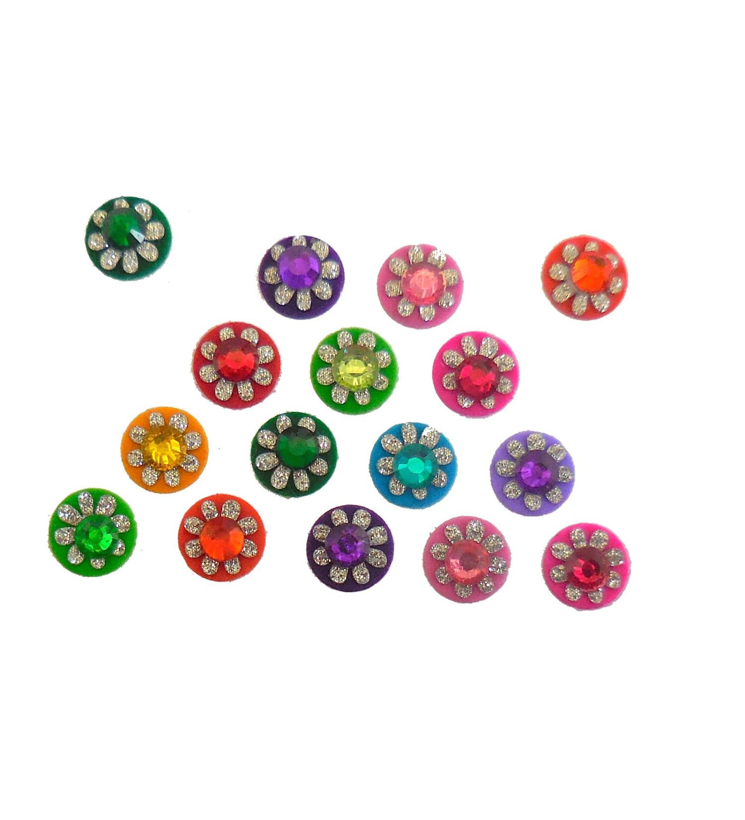 Buy 4 Packs of 64 Colorful Crystal Bindi Velvette Round Face Jewels Tika | International Shipping Available - Buy Online on GoSupps.com