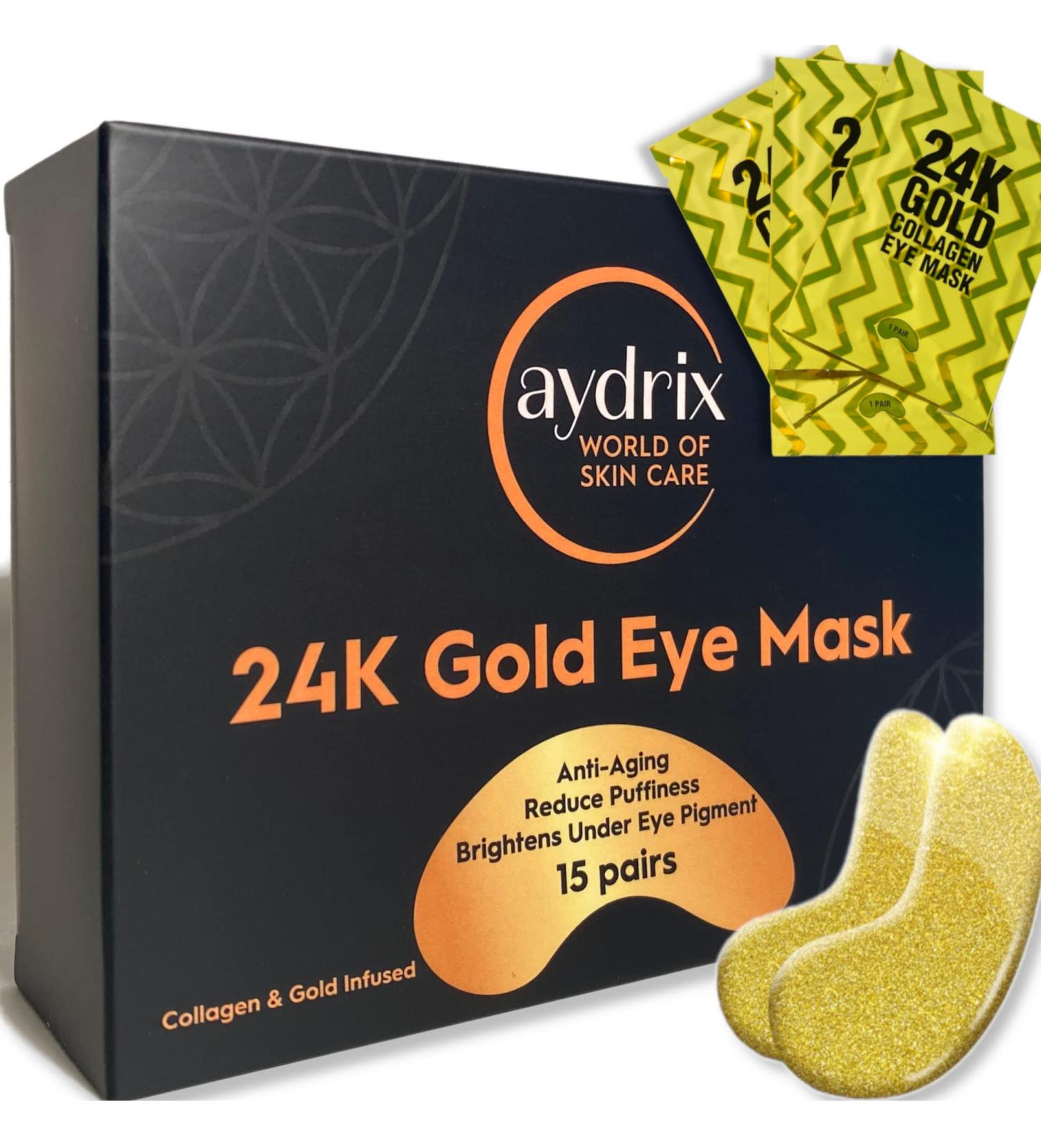 24K Gold Under Eye Mask - Reduce Puffiness Dark Circles & Wrinkles | Hydrating Treatment - 15 Pairs - Buy Online on GoSupps.com