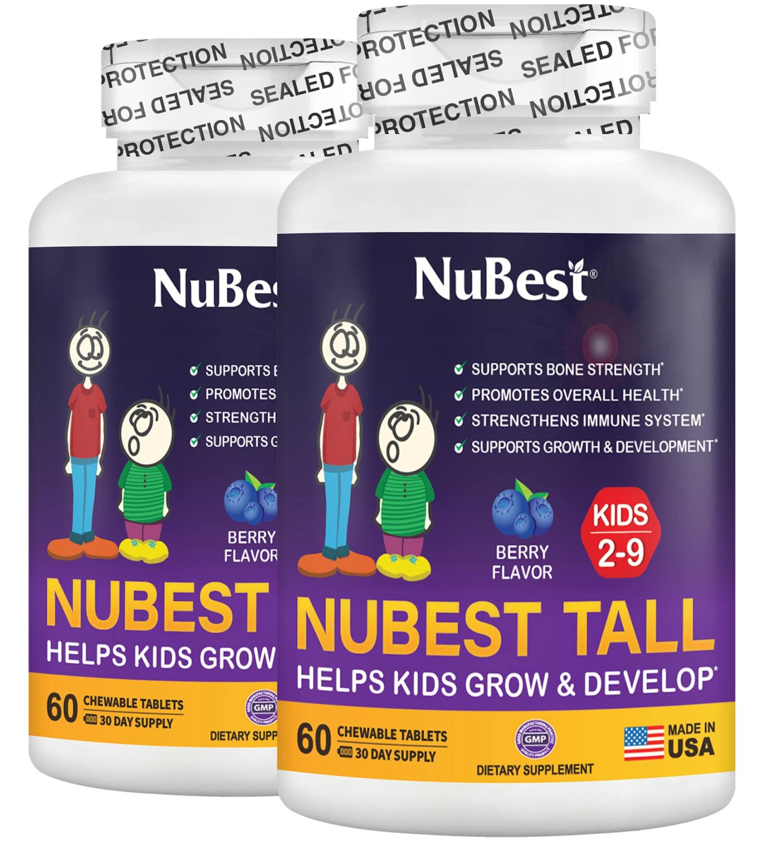 NuBest Tall Kids Chewable Multivitamins - Supports Healthy Growth, Immunity & Bone Strength - Ages 4-9 - 60 Animal Shape Tablets - 2 Pack | 2 Months Supply - Buy Online on GoSupps.com