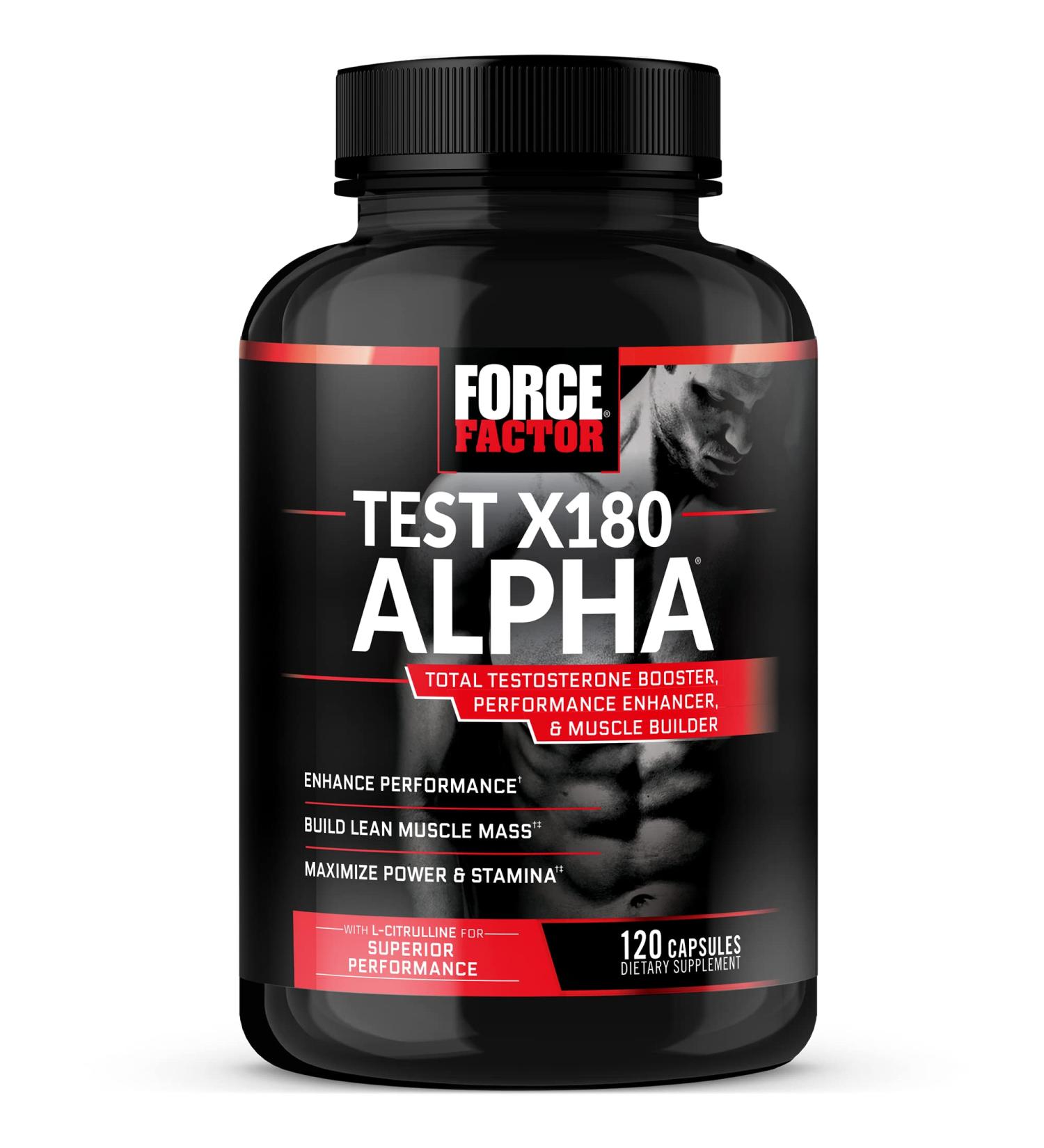 Force Factor Test X180 Alpha Testosterone Booster - Build Lean Muscle & Increase Strength | 120 Capsules - Buy Online on GoSupps.com