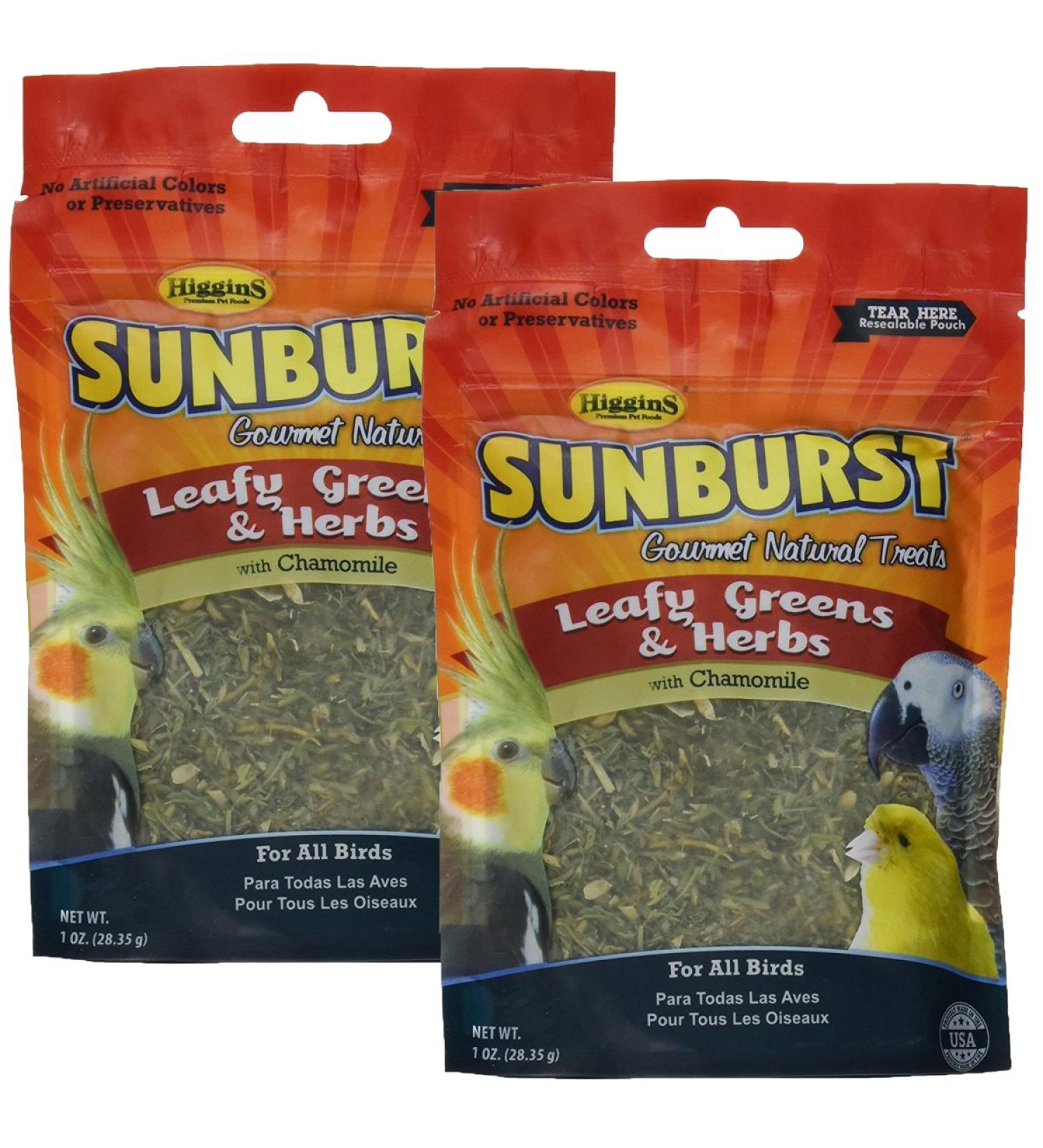 Higgins Sunburst Leafy Greens & Herbs Gourmet Treats for Birds - 2 Pack - Buy Online on GoSupps.com