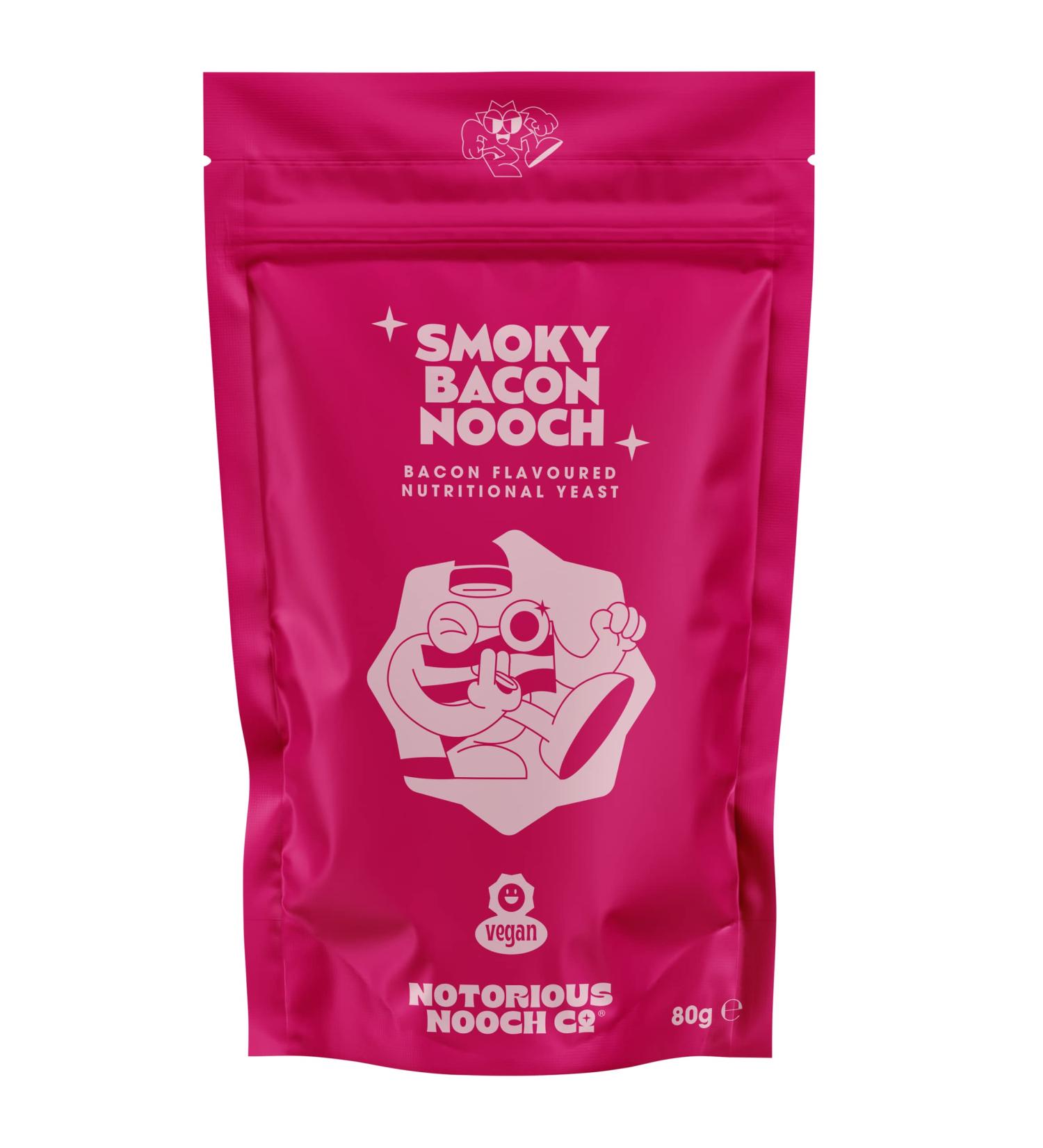 Notorious Nooch Co Smoky Bacon Flavour Nutritional Yeast Flakes 80g - Gluten Free Vegan, Non GMO - Buy Online on GoSupps.com