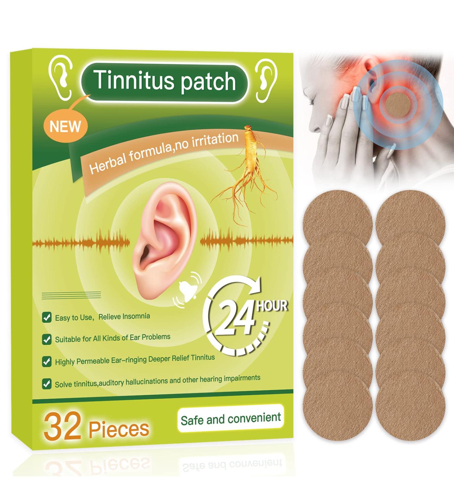 Tinnitus Relief Herbal Patch for Ringing Ears and Hearing Loss - Ear Pain Relief and Improved Hearing (32 patches) - Buy Online on GoSupps.com