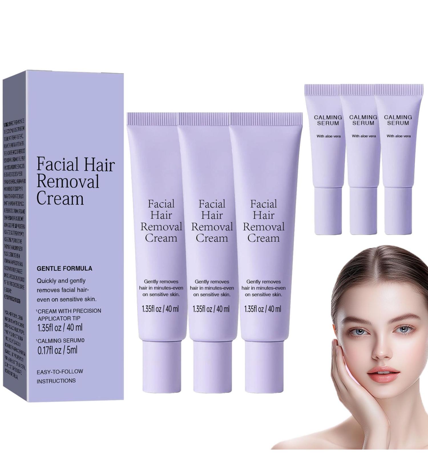  blmcoos Medicpure Facial Hair Removal with Soothing Serum Depilatory Cream for Sensitive Skin Upper Lip and Chin Hair Removal for Women Gentle Face and Body Hair Removal Cream Painless Effective (3) - Buy Online on GoSupps.com