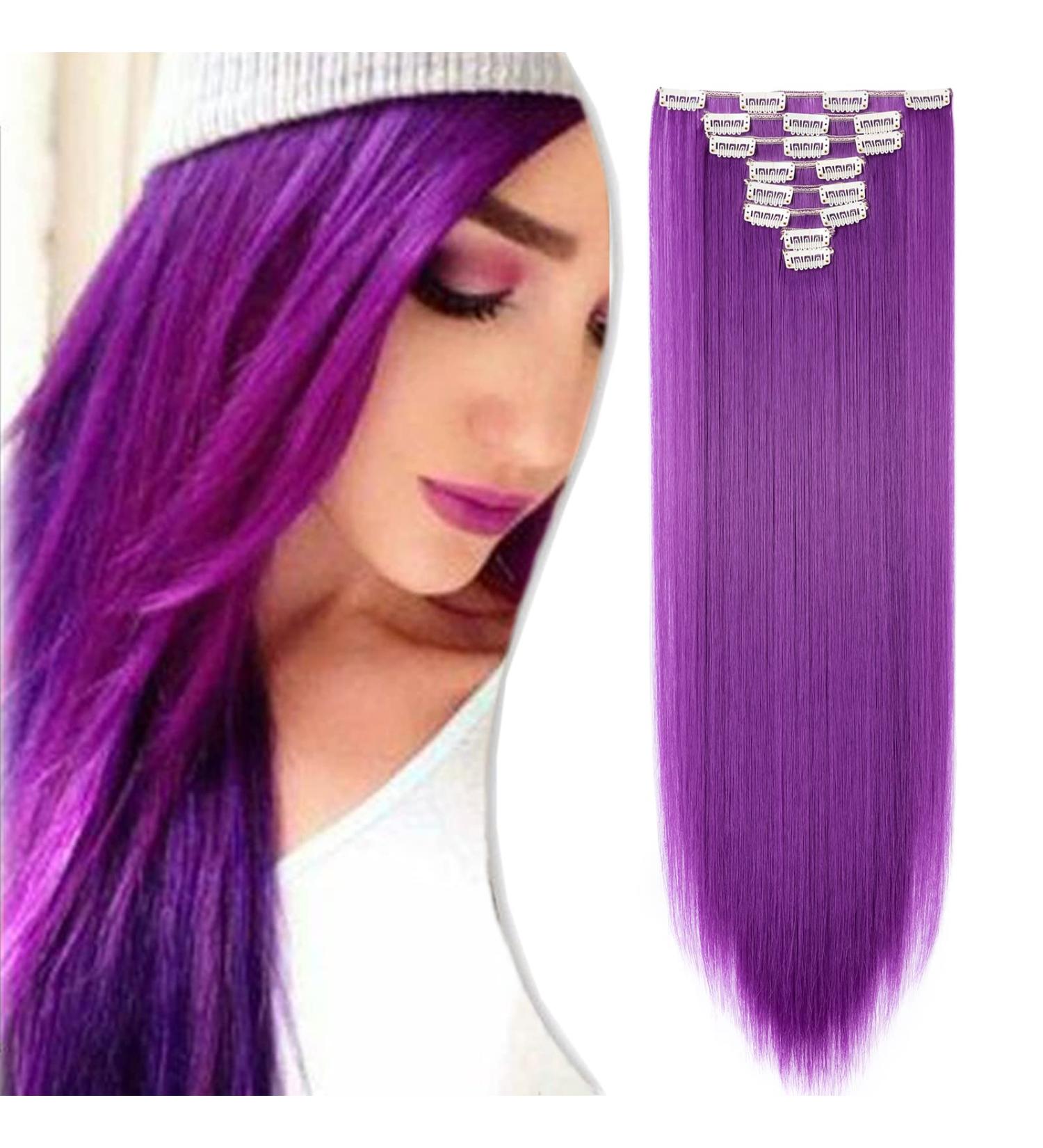 SEGO Clip-in Hair Extensions - Dark Purple 66cm 140g 8 Wefts | Real Hair Look - Buy Online on GoSupps.com