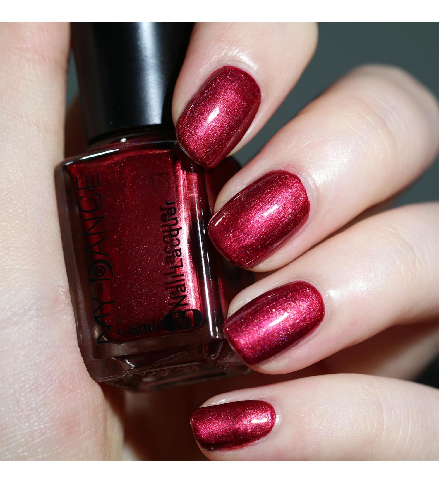 Red Nail Polish - 6ml Glitter Nail Varnish Sparkly Nail Polish Quick Dry & Long Lasting Red Polish Non Toxic Formula Nail Paint Manicure Nail Gel for Women DIY at Home No Need Cure VC01 - Buy Online on GoSupps.com