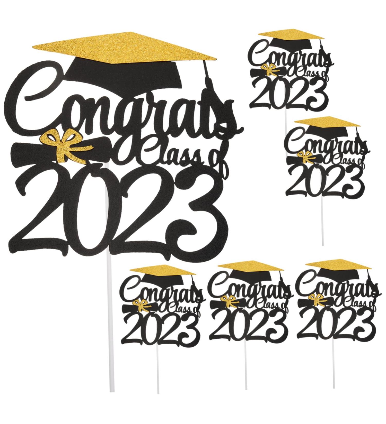 BESTonZON 6pcs 2023 Graduation Cake Decorating cake letters cupcake decorating graduation party favors class a customs 2022 graduation cake picks class of 2022 Glitter paper make up Ornament As Shown 15x14.3cm - Buy Online on GoSupps.com