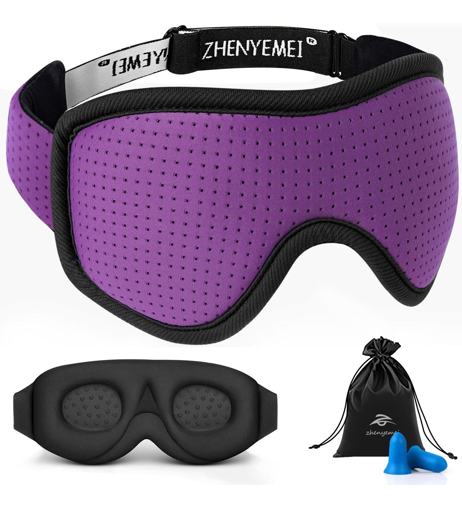 Adjustable Purple Sleep Mask for Men and Women - Zero Eye Pressure, Comfortable Eye Covers with Velcro - 1 Count - Buy Online on GoSupps.com