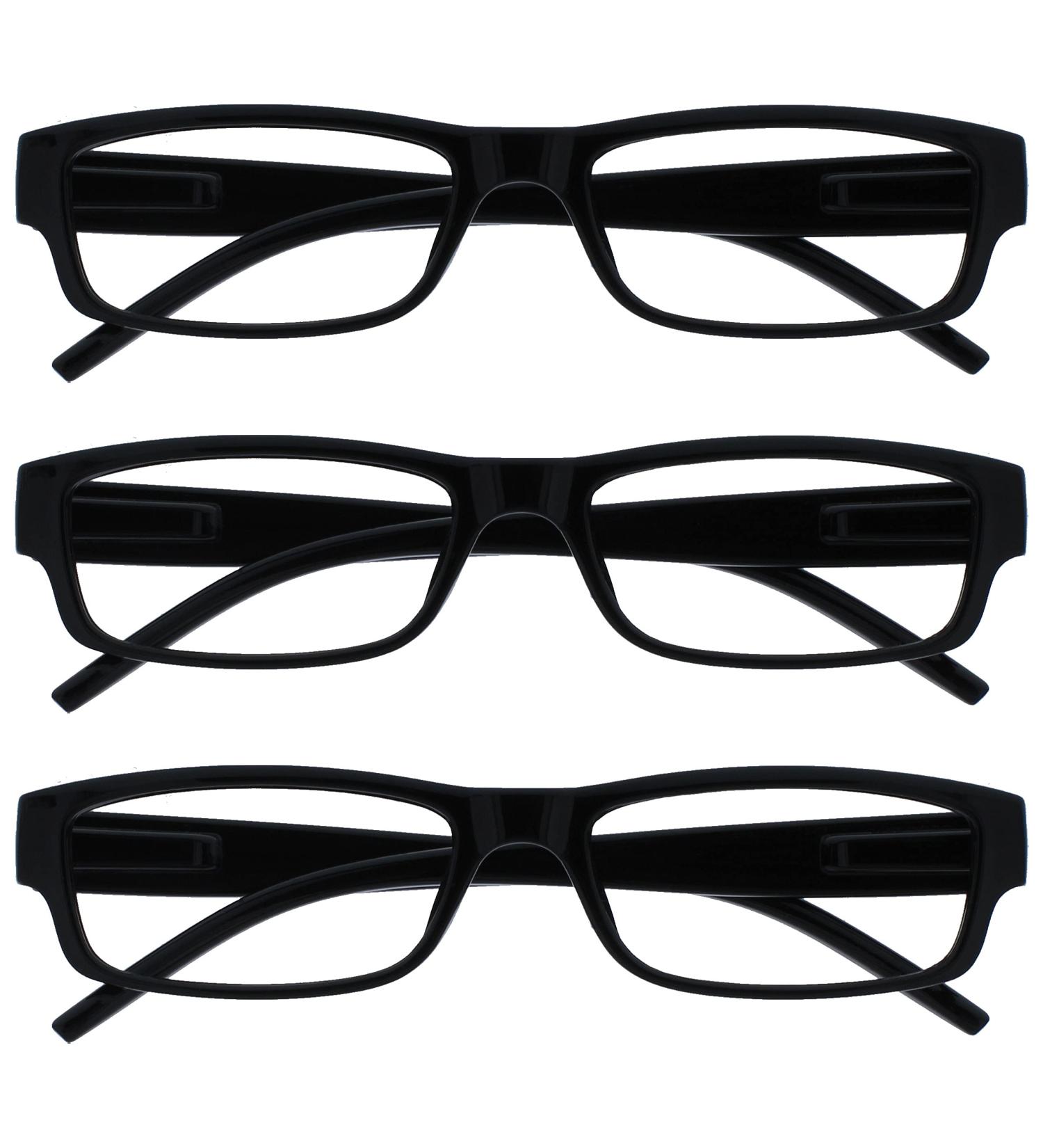 Buy Black Lightweight Comfortable Reading Glasses - 3 Pack Designer Style for Men & Women | UVR3PK032 +3.00 - Buy Online on GoSupps.com