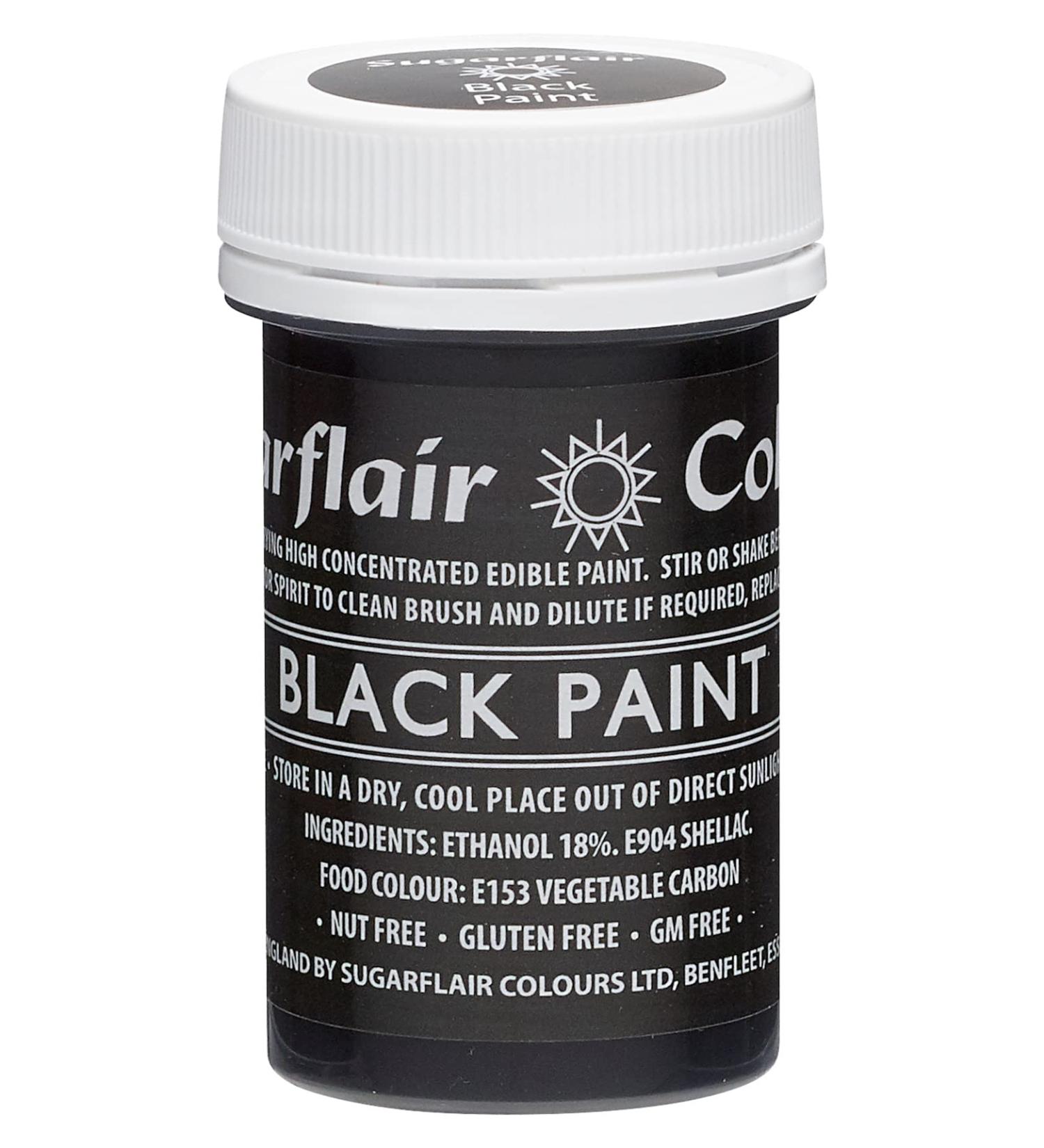 Sugarflair Black Edible Food Paint for Painting Icing Sugar Pastes Flower & Modelling Pastes Royal Icing Marzipan & Buttercream - 20g