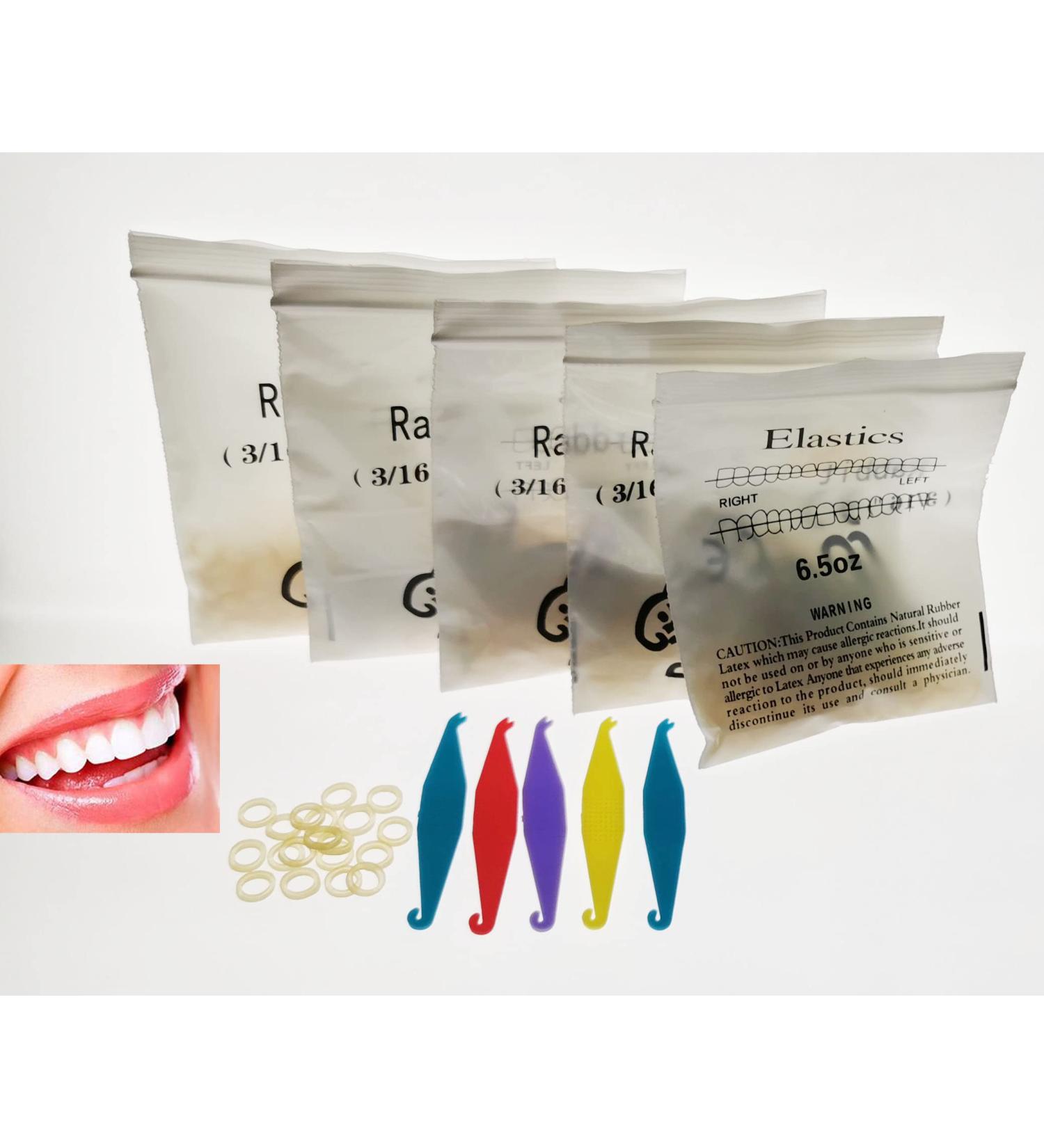 DentalSmile 500 Pcs Amber Latex Orthodontic Rubber Bands 3/16 - Heavy 6.5oz for Braces, Dreadlocks, Braids, Top Knots - Includes 5 Free Placers, 5 Bags - Buy Online on GoSupps.com