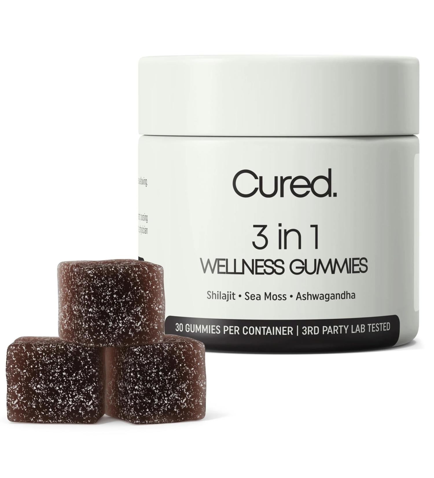 Cured 3 in 1 - Pure Himalayan Shilajit Gummies for Men & Women | Sea Moss Ashwagandha, & Manuka Honey Organic with 85+ Trace Minerals | All-Natural & 100% Vegan | Non-GMO | Made in America - Buy Online on GoSupps.com