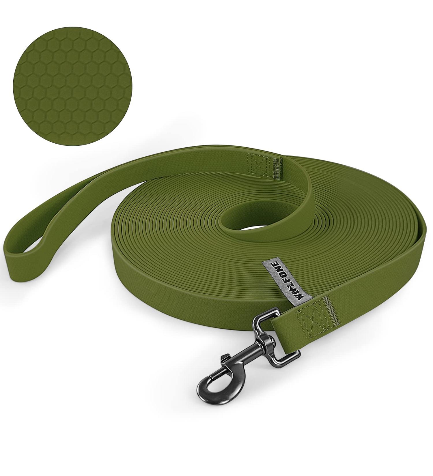 Wolfone 9m Waterproof Dog Tow Line - Dark Green Heavy Duty Recall Leash with Anti-Slip Handle for Outdoor Training - Buy Online on GoSupps.com