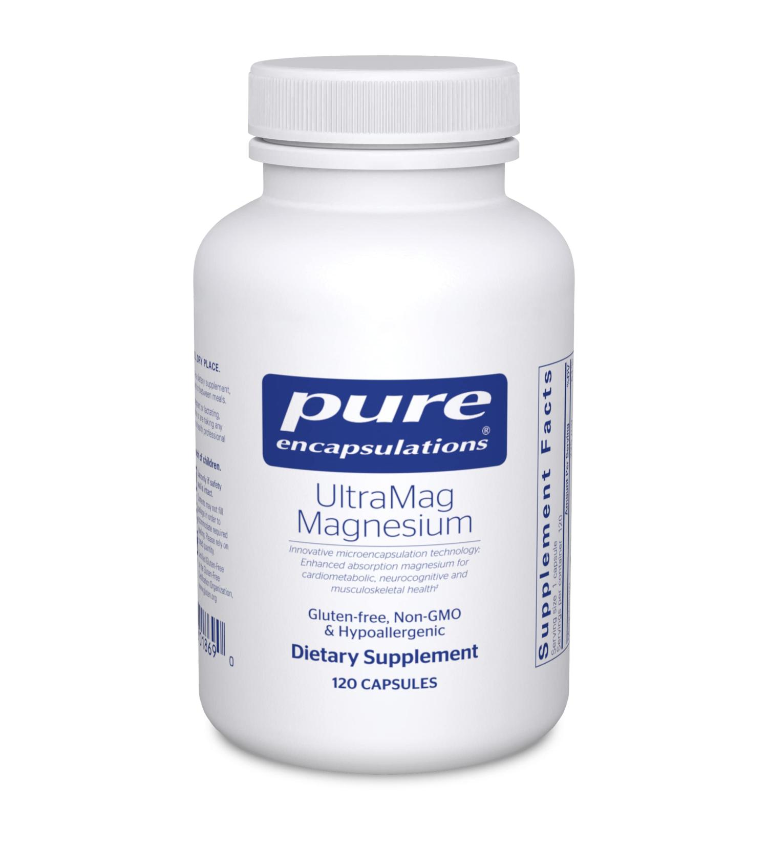Pure Encapsulations UltraMag Magnesium Supplement - 120 Capsules | Support Nutrient Metabolism, Energy, Bones, Muscle Relaxation, Cardiovascular Health - Buy Online on GoSupps.com