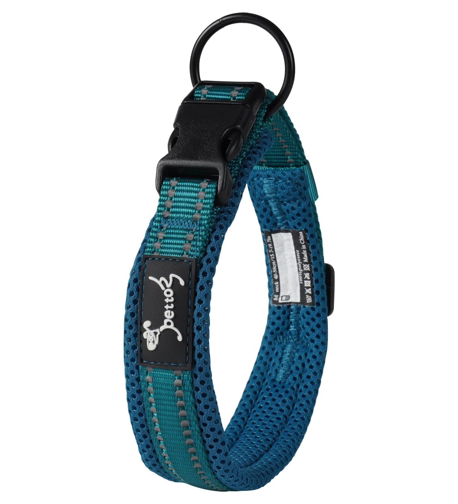 PETTOM Adjustable Nylon Dog Collar - Breathable & Reflective for Small Dogs - Blue S | International Shipping Available - Buy Online on GoSupps.com